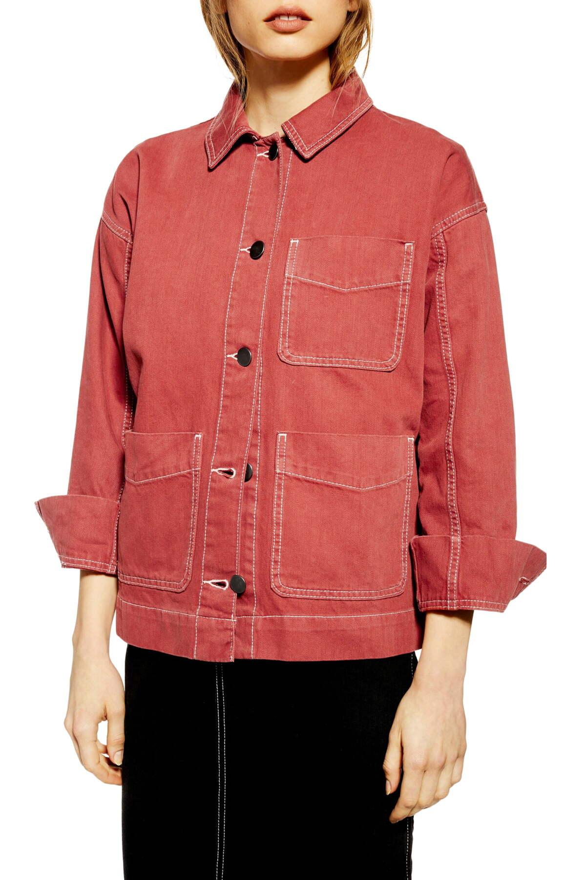 red chore jacket