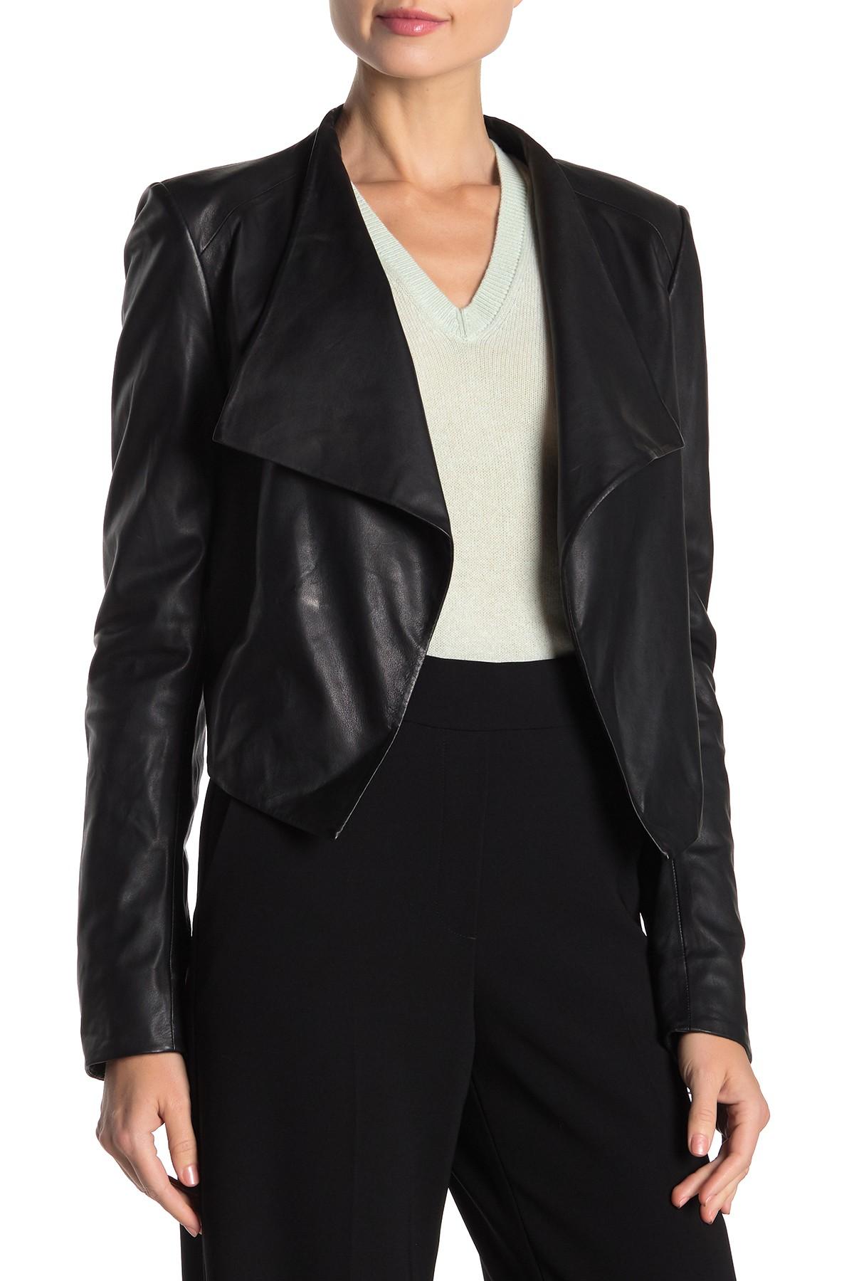 Theory Crossover Lamb Leather Jacket in Black - Lyst