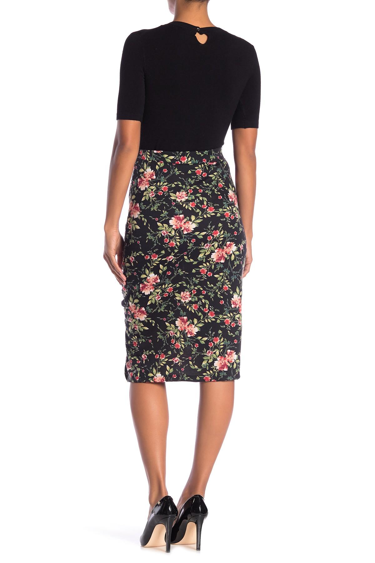 knee length black ruched skirt