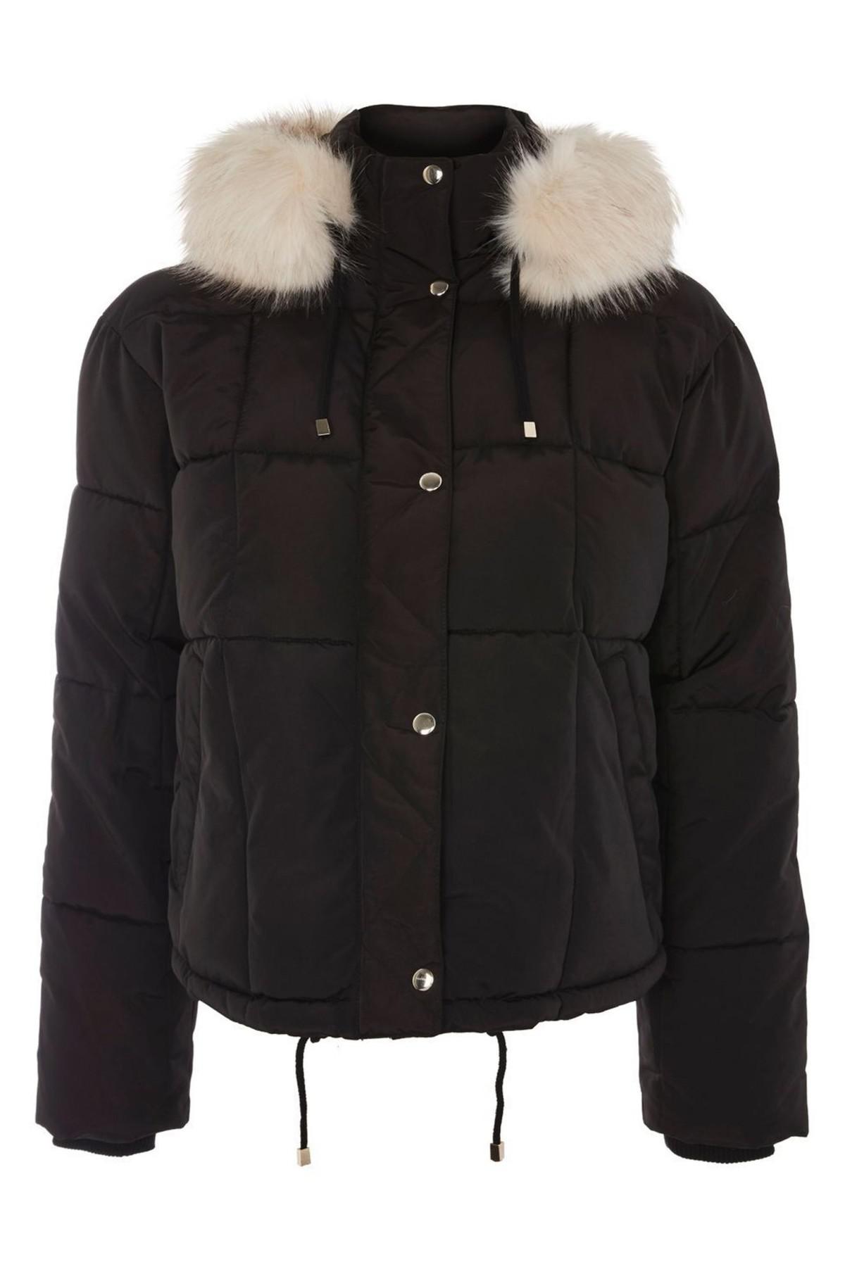 Lyst Faux Fur Lined Puffer Jacket in Black Save 40