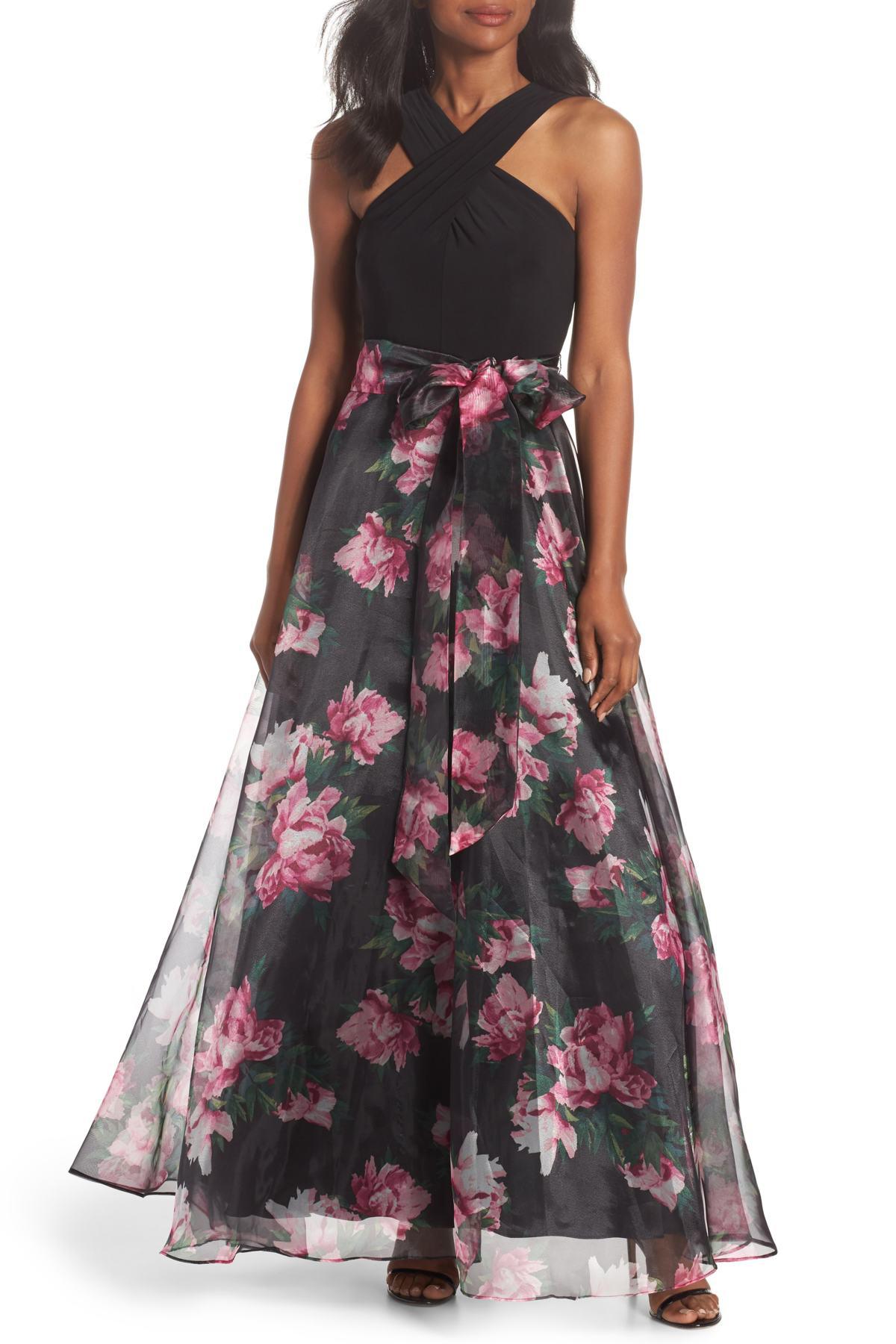 Eliza J Crisscross Neck Ballgown | Lyst