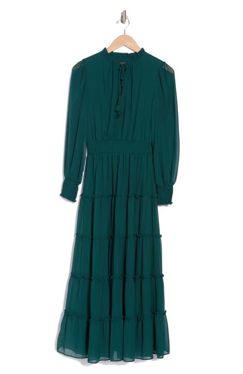 Halogen Long Sleeve Tiered Maxi Dress in Green | Lyst