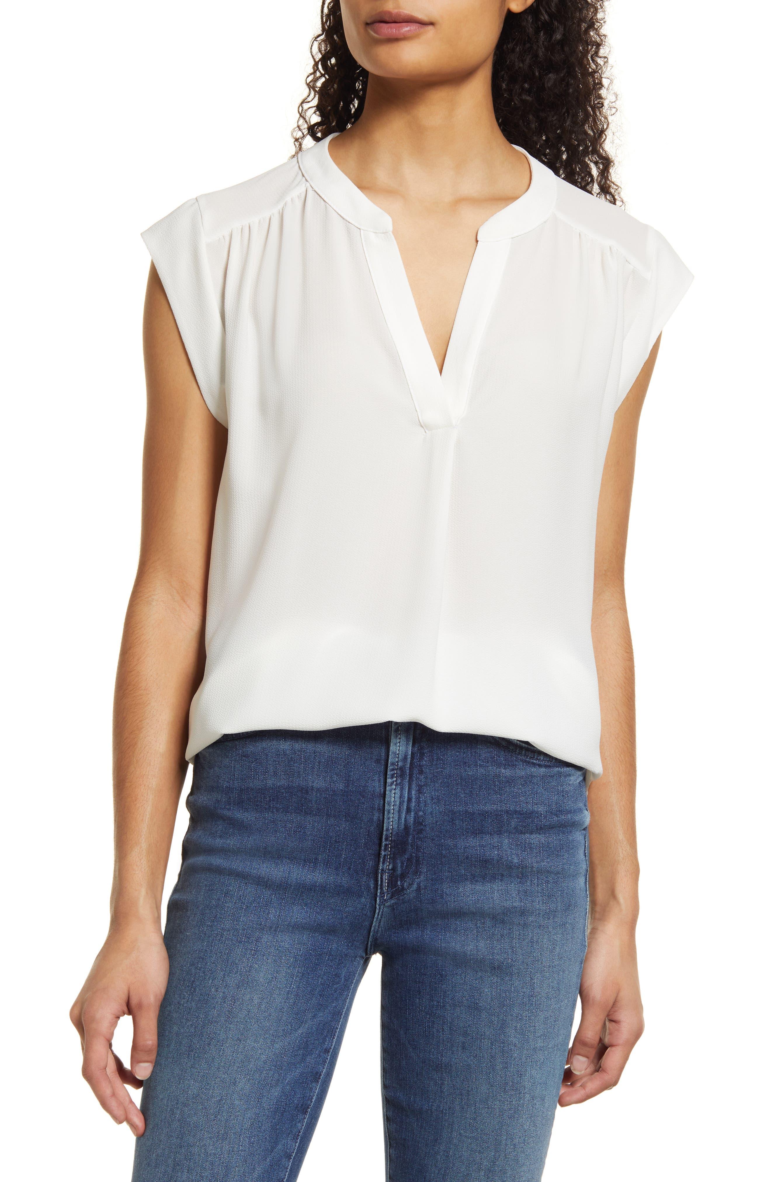 Gibsonlook Split Neck Blouse In Off white At Nordstrom Rack in