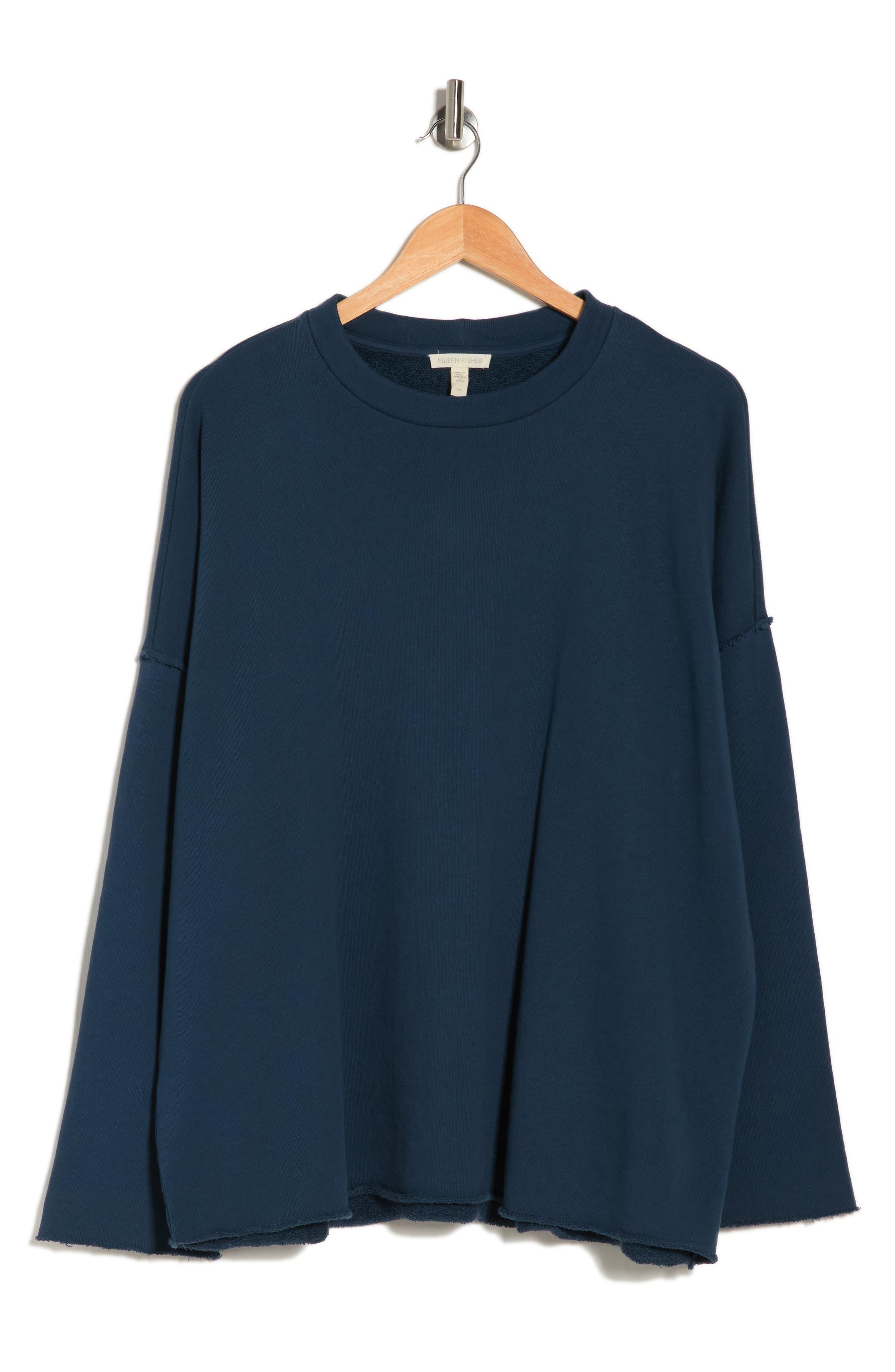 Eileen Fisher Crewneck Boxy Organic Cotton Sweatshirt in Blue | Lyst