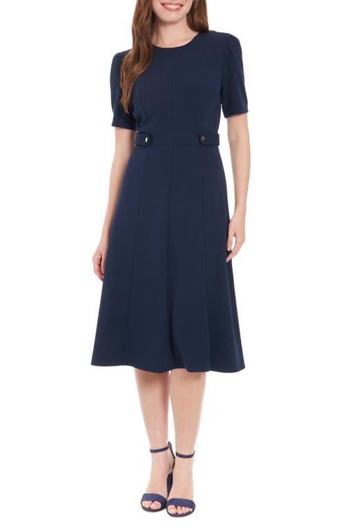 London Times Short Puff Sleeve Fit & Flare Dress in Blue | Lyst