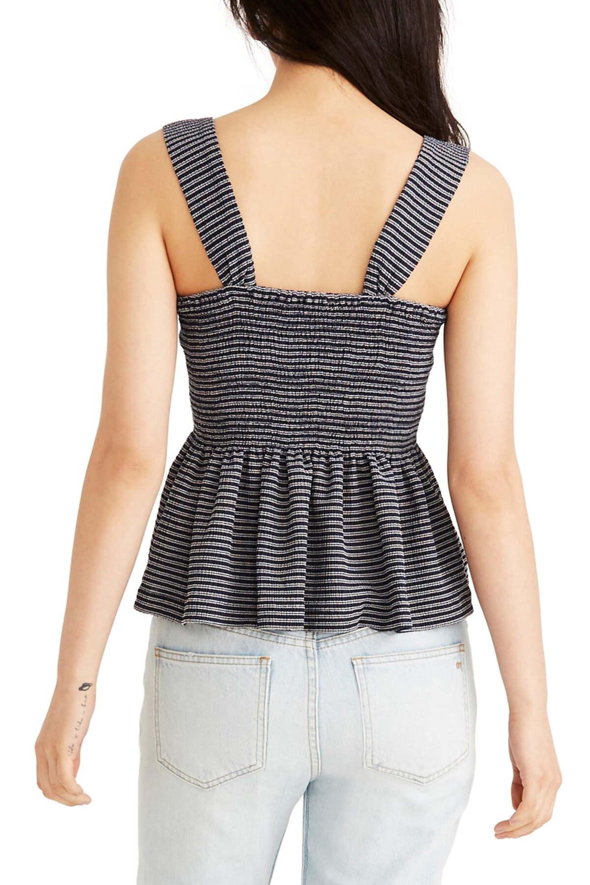 texture & thread smocked peplum tank top in stripe
