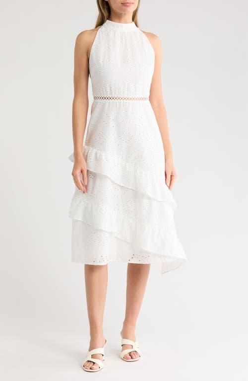 Sam Edelman High Neck Eyelet Midi Dress in White Lyst