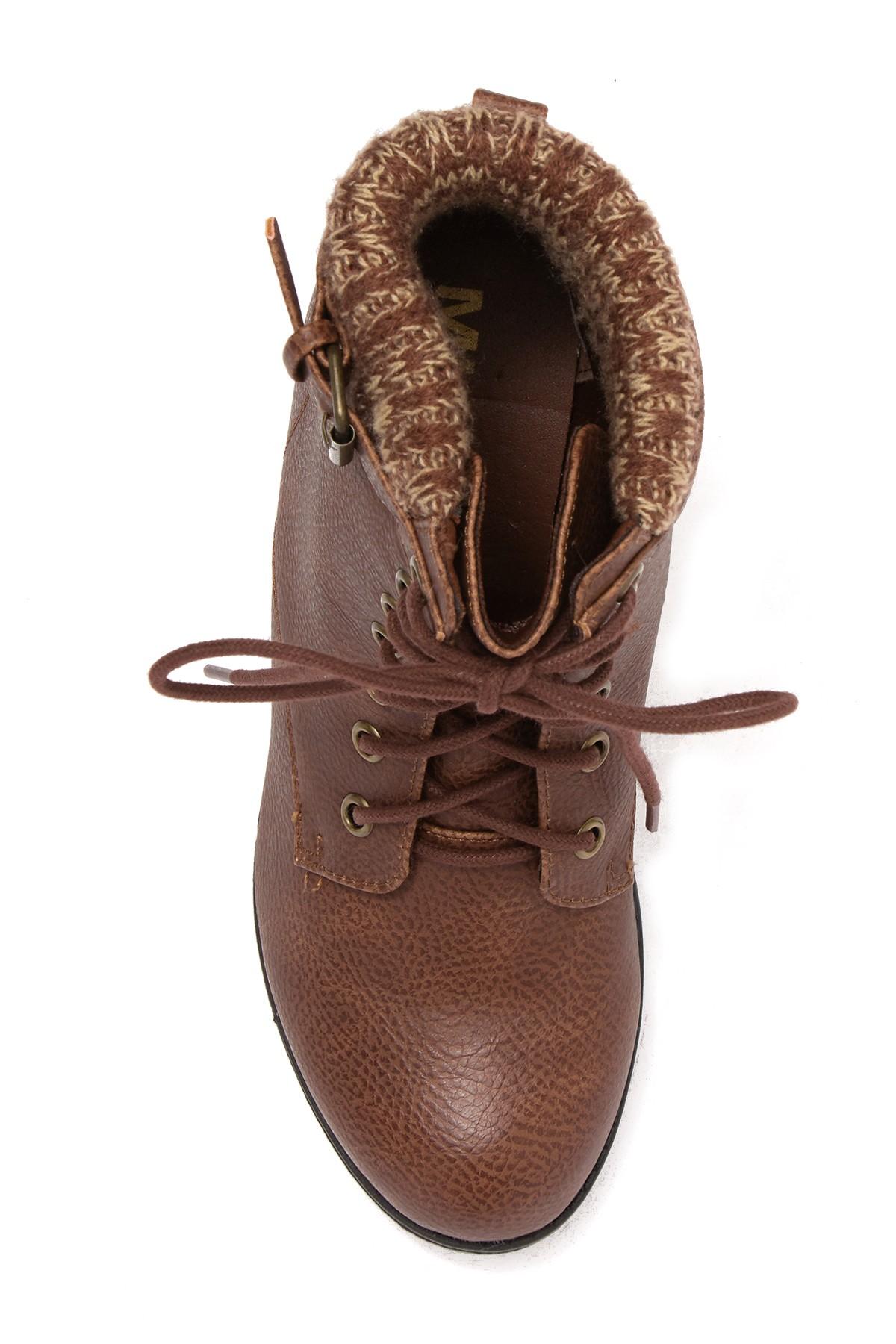 mia misha fur trim lace up boot