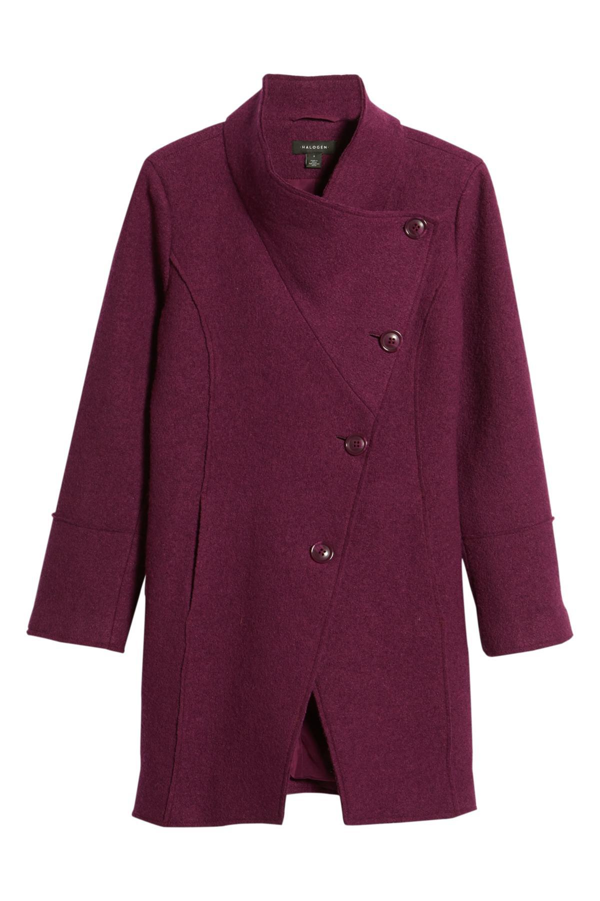 halogen asymmetrical wool coat