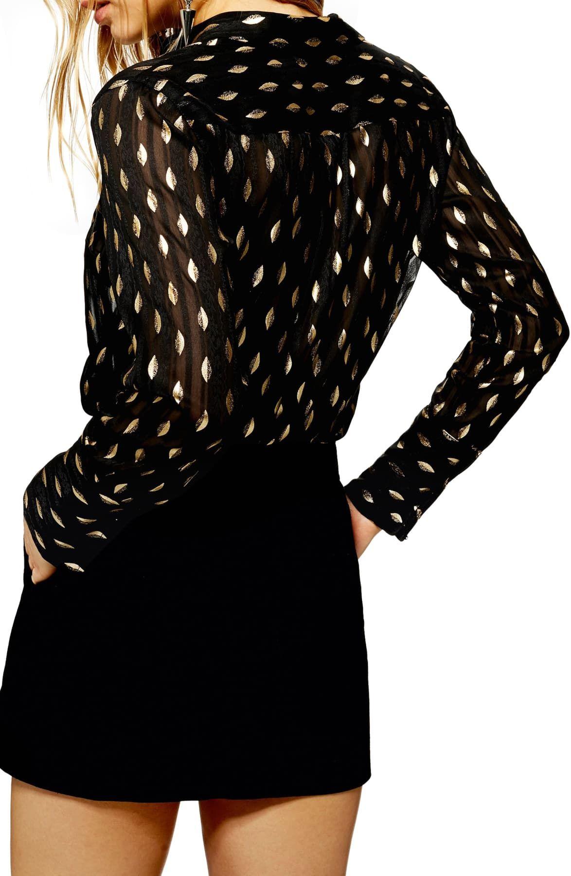 TOPSHOP Synthetic Gold Leaf Shirt in 