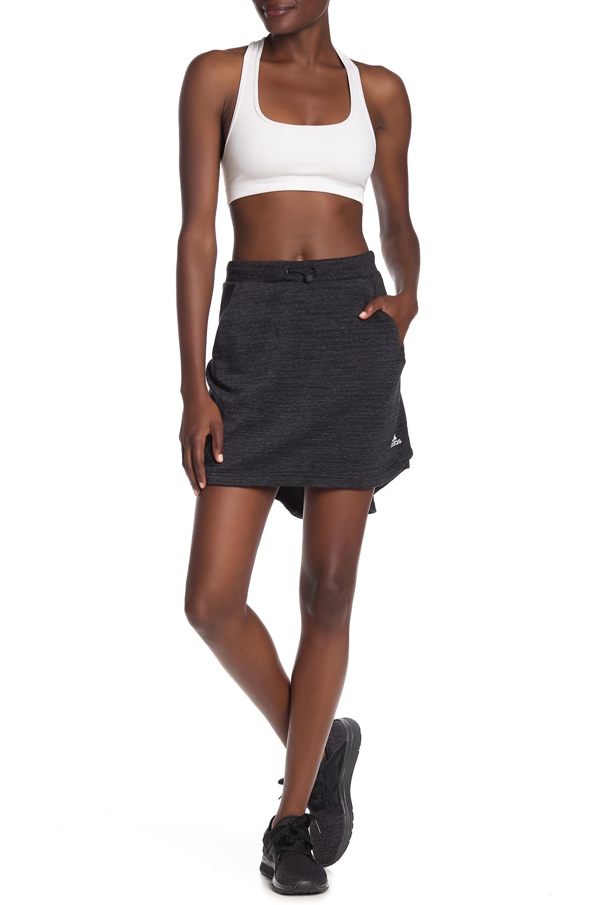 adidas Cotton Heathered French Terry High/low Skirt in Black - Lyst