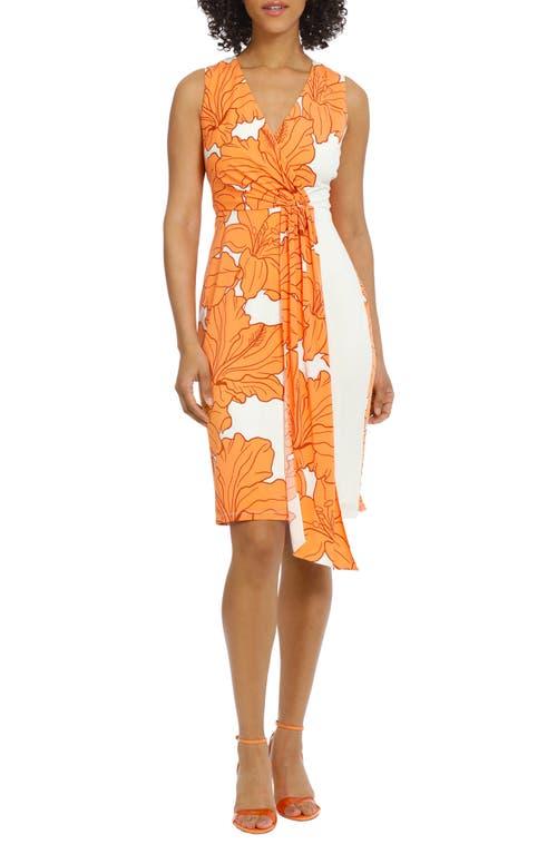 maggy london orange dress Maggy London Orange and Pink Midi Dress