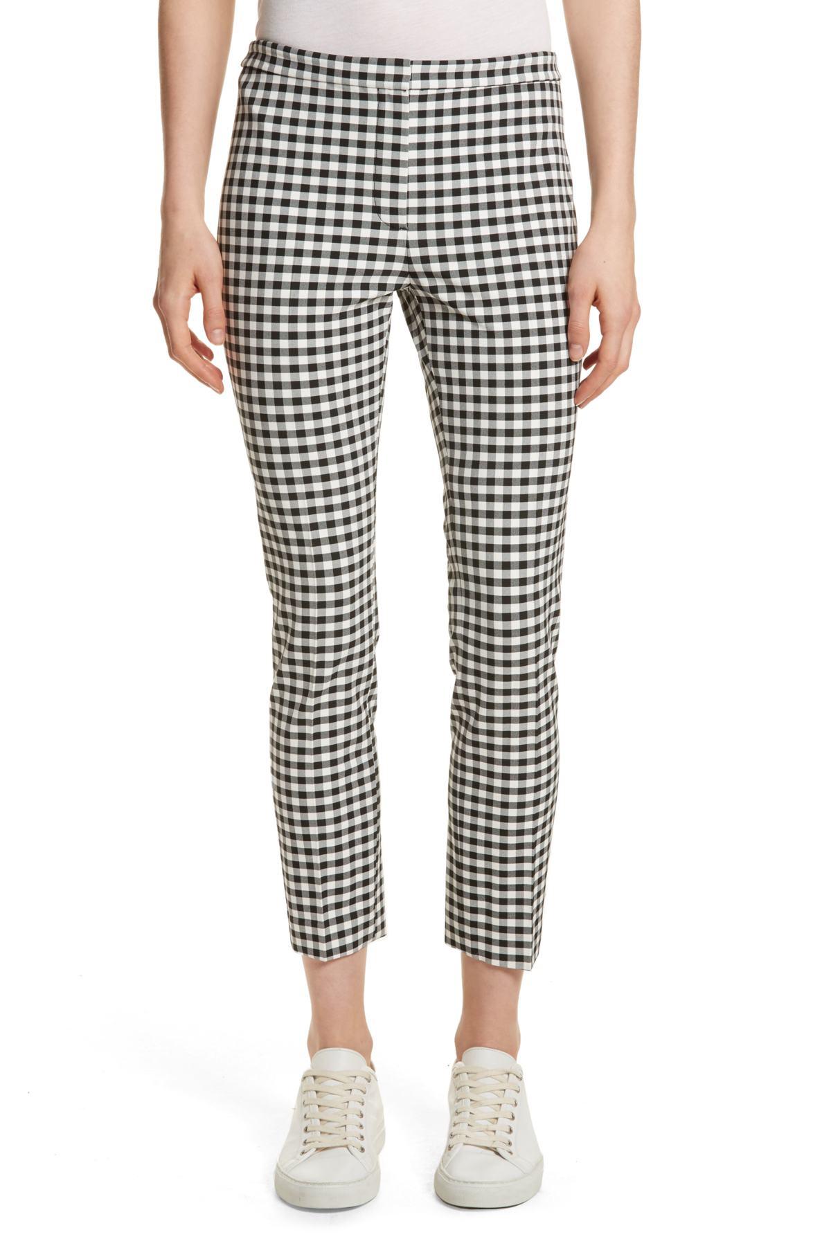 Classic Skinny Gingham Ankle Pants 