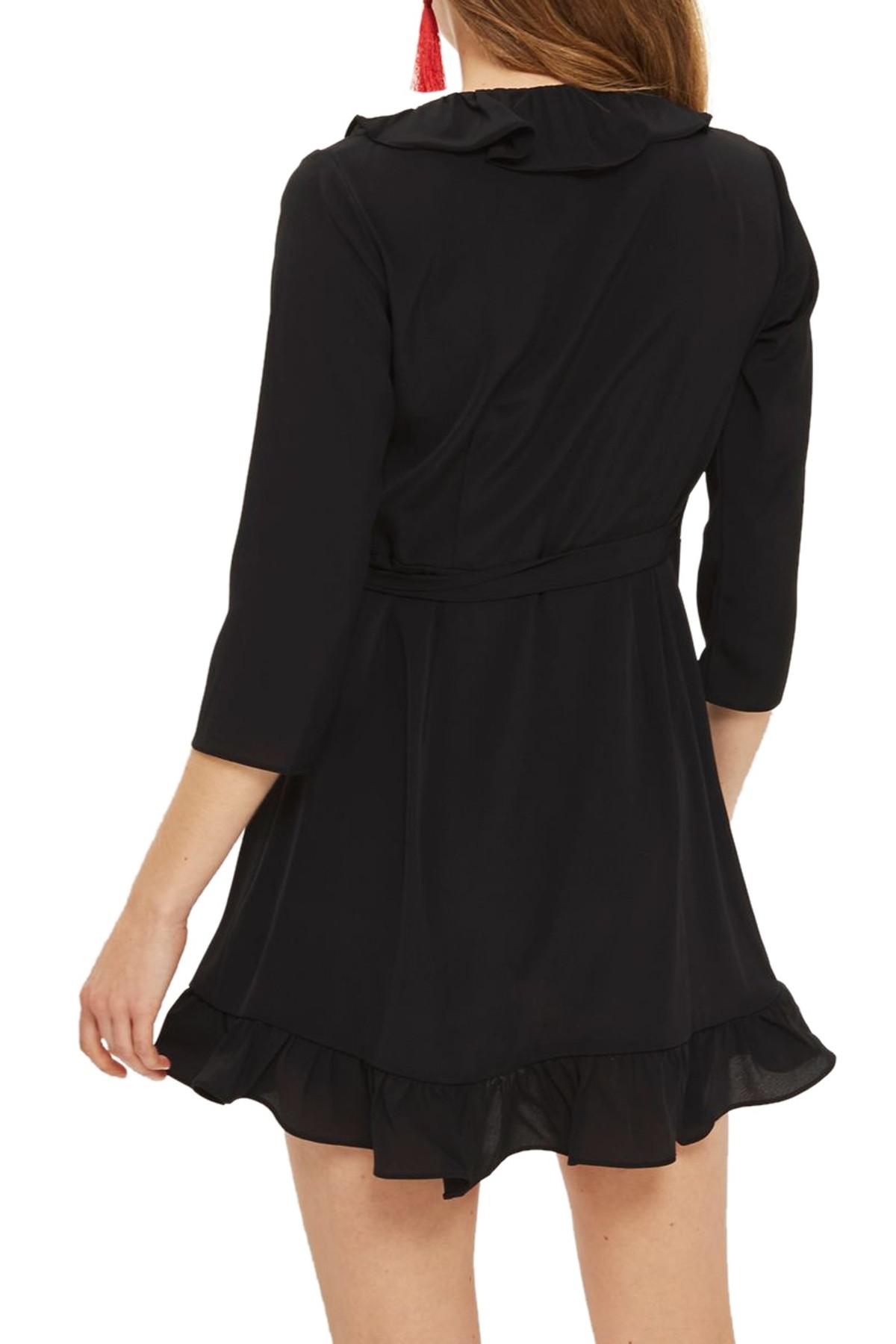 topshop black ruffle dress