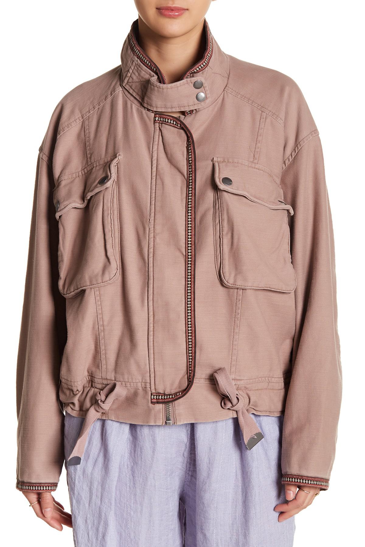 Download Free People Cotton Flight Line Bomber Jacket in Mauve ...
