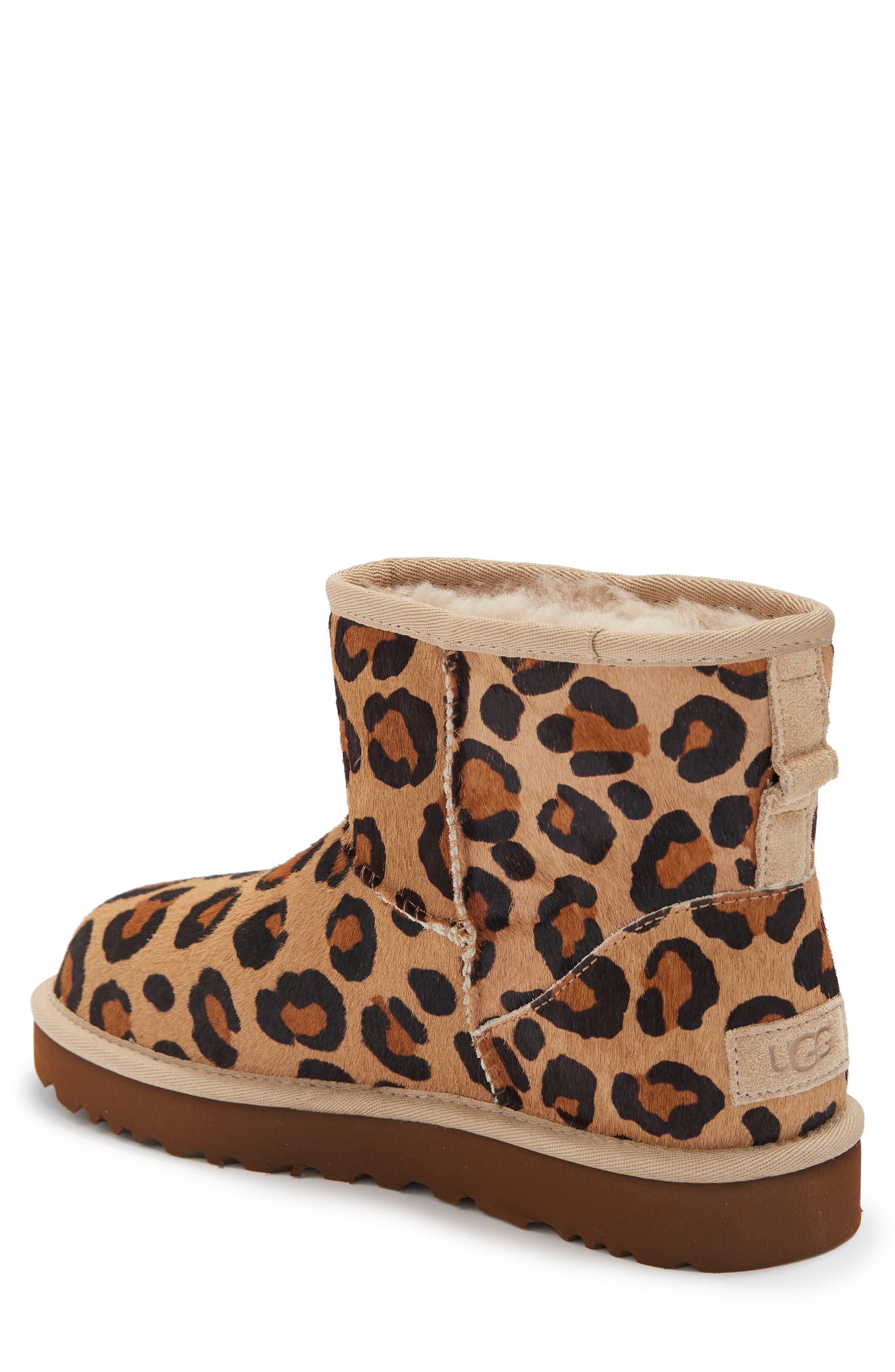 UGG Leopard Print Genuine Calf Hair Classic Mini Boot in Brown Lyst