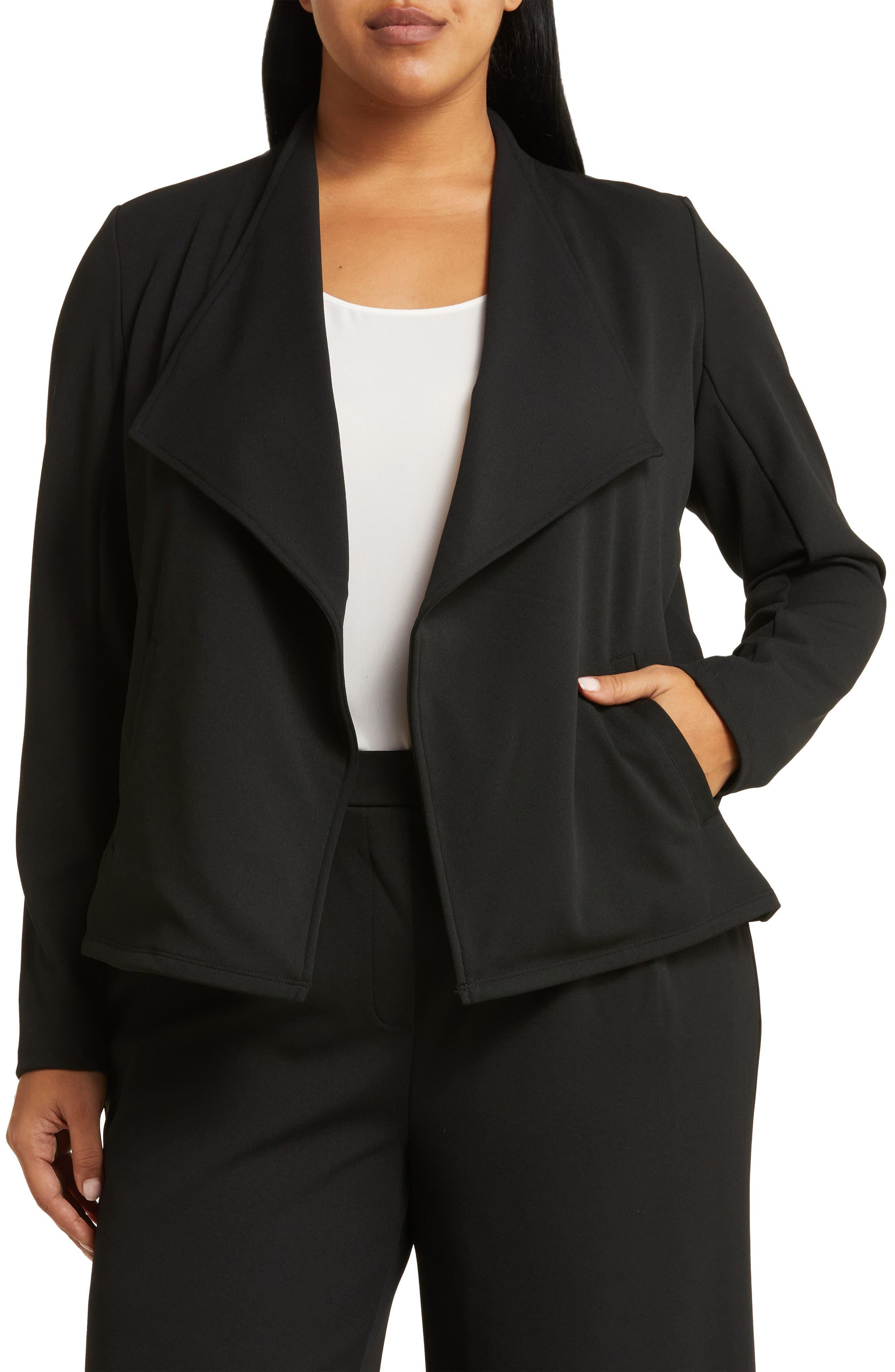 Nordstrom Rack Microstretch Drape Front Jacket in Black Lyst