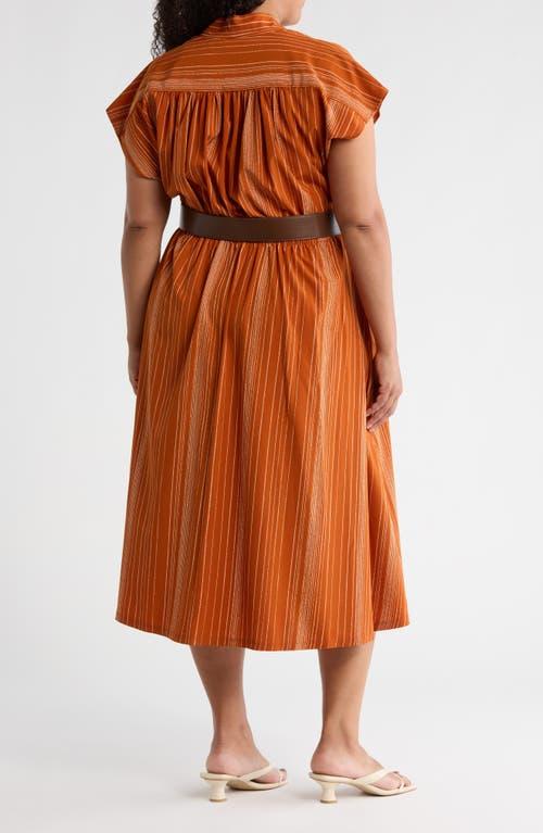 orange and brown striped dress Tied Striped Cap Sleeve Mini Dress Black / M