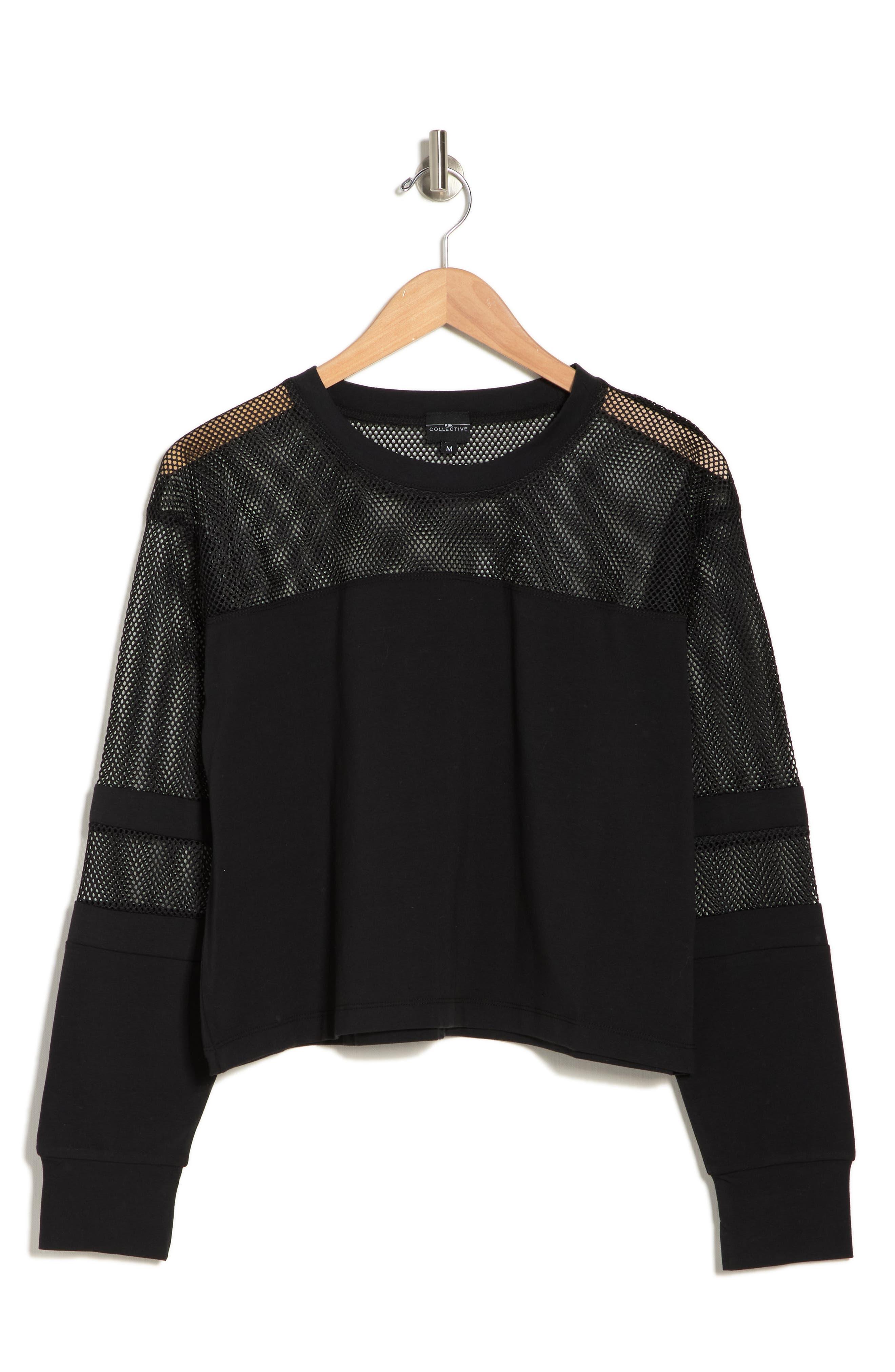 PSK COLLECTIVE Remixed Cropped Jersey Sweatshirt In Black At Nordstrom Rack