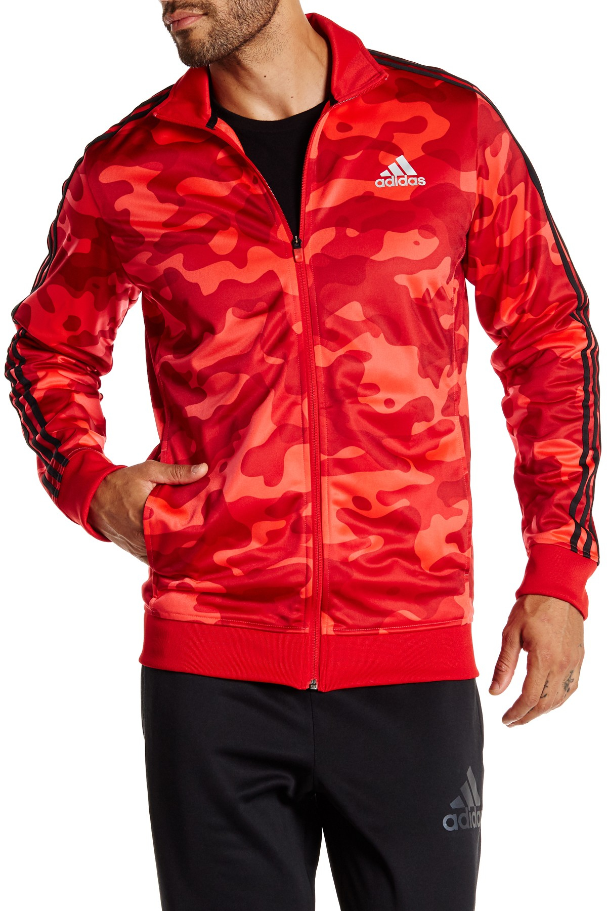 adidas Originals Synthetic Essential Camo Track Jacket in Red for Men Lyst