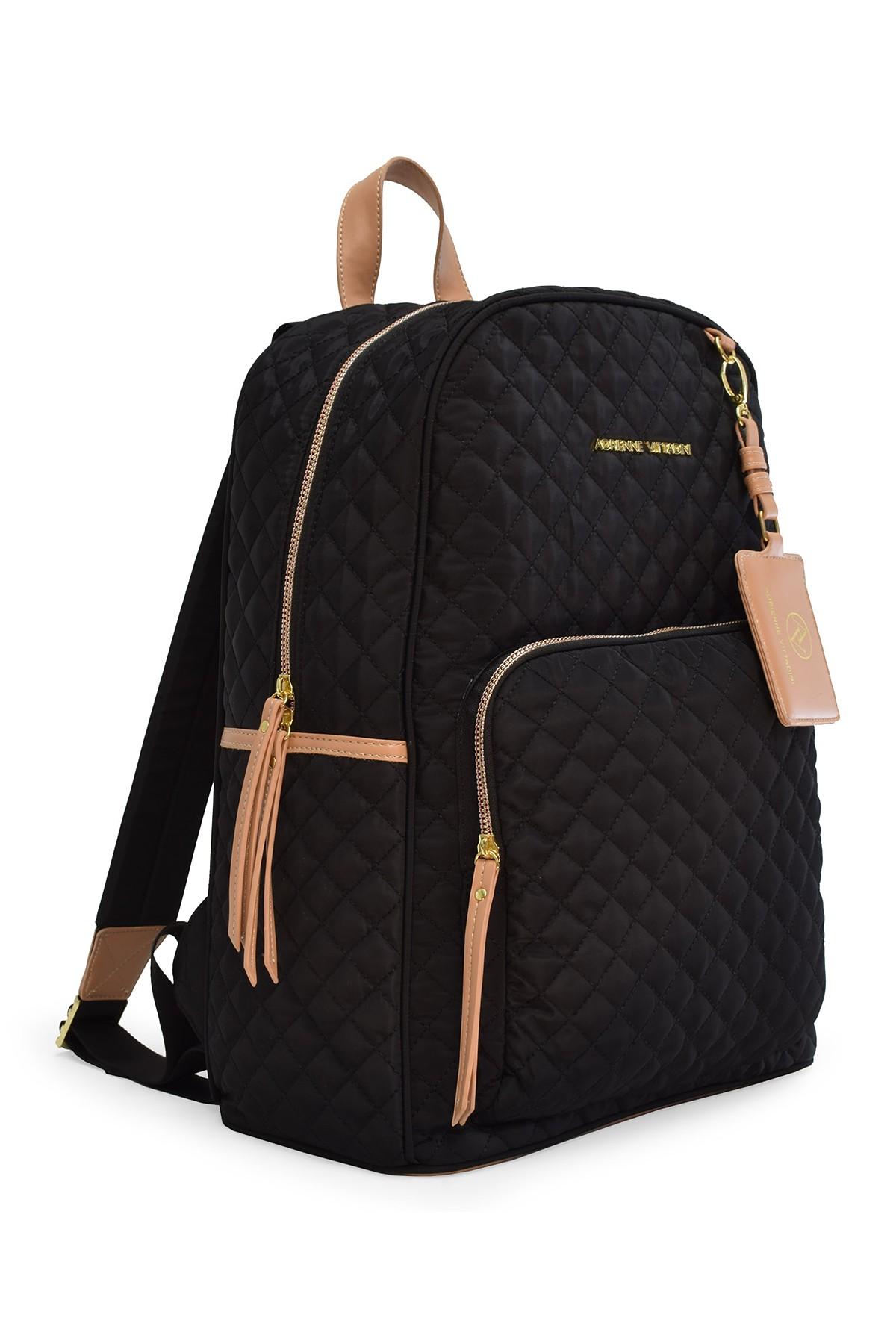 Adrienne Vittadini Synthetic Quilted Backpack in Black - Lyst