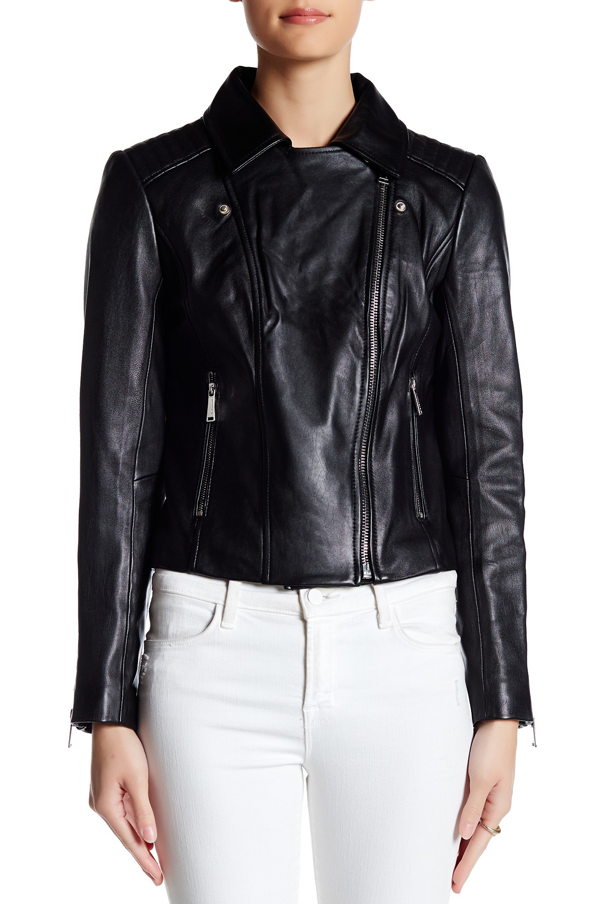 BCBGeneration Classic Leather Moto Jacket in Black - Lyst