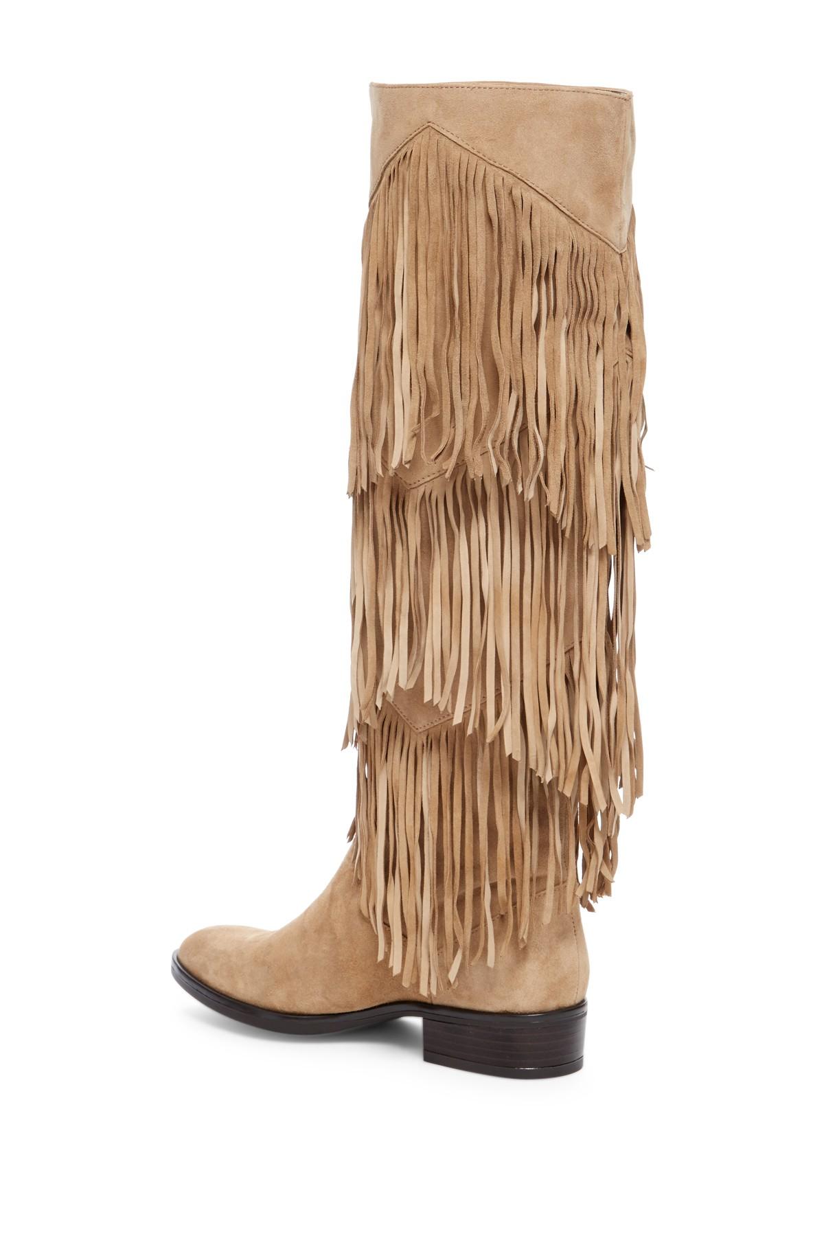 Sam Edelman Pendra Fringe Suede Western Boot in Oatmeal (Natural) Lyst