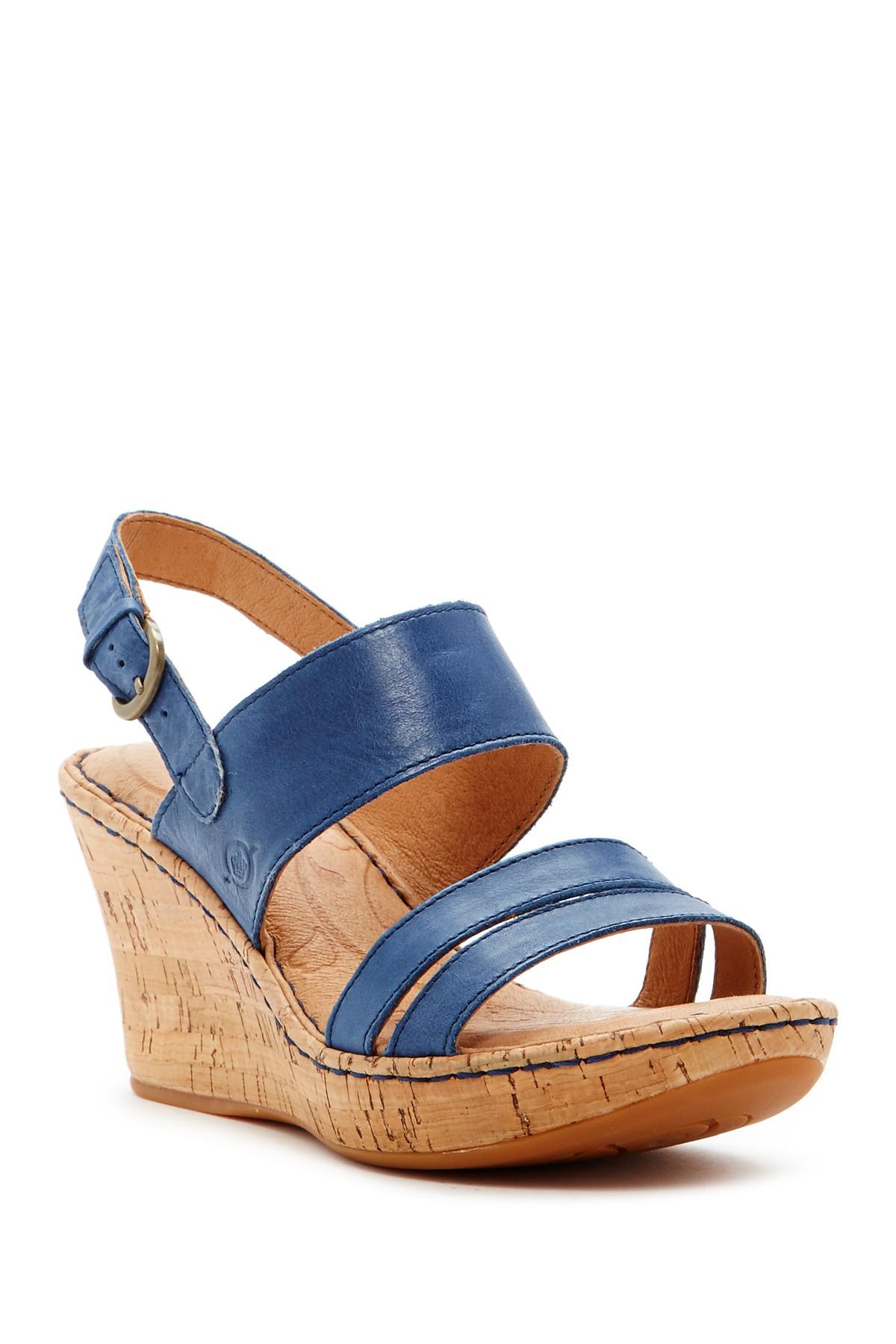 Born Leather Amabel Wedge Sandal in Navy (Blue) Lyst