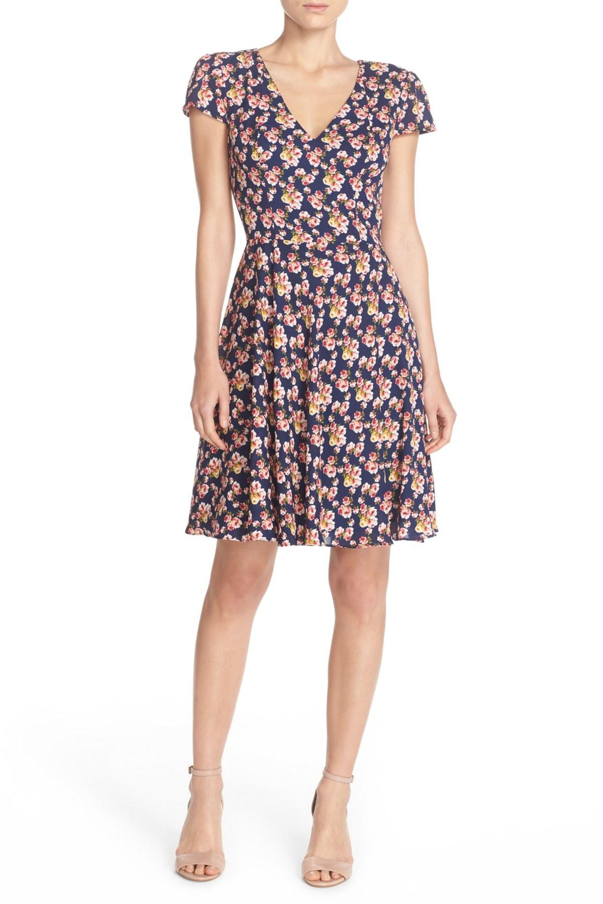 Lyst - Betsey Johnson Floral Mini Dress in Blue