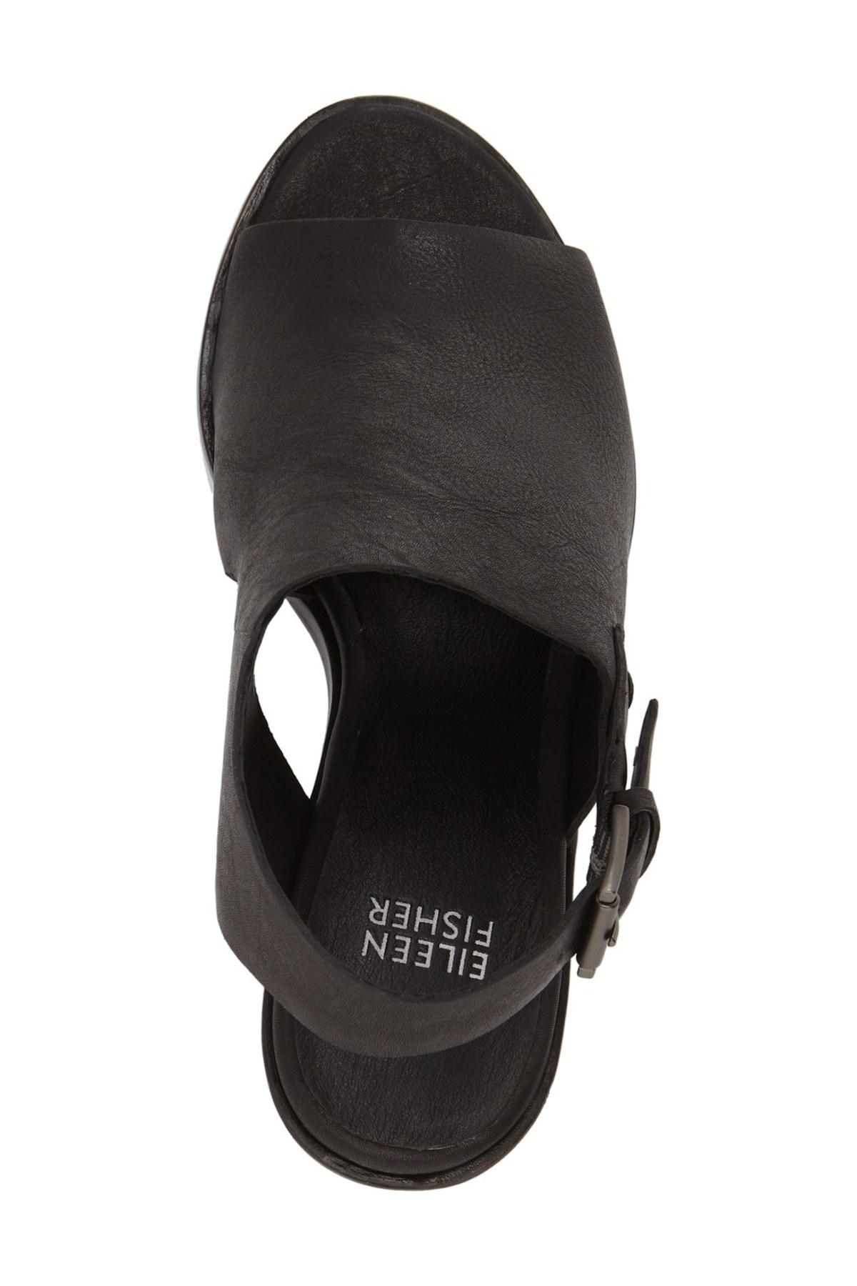 Eileen Fisher Leather 'glance' Sandal in Black - Lyst