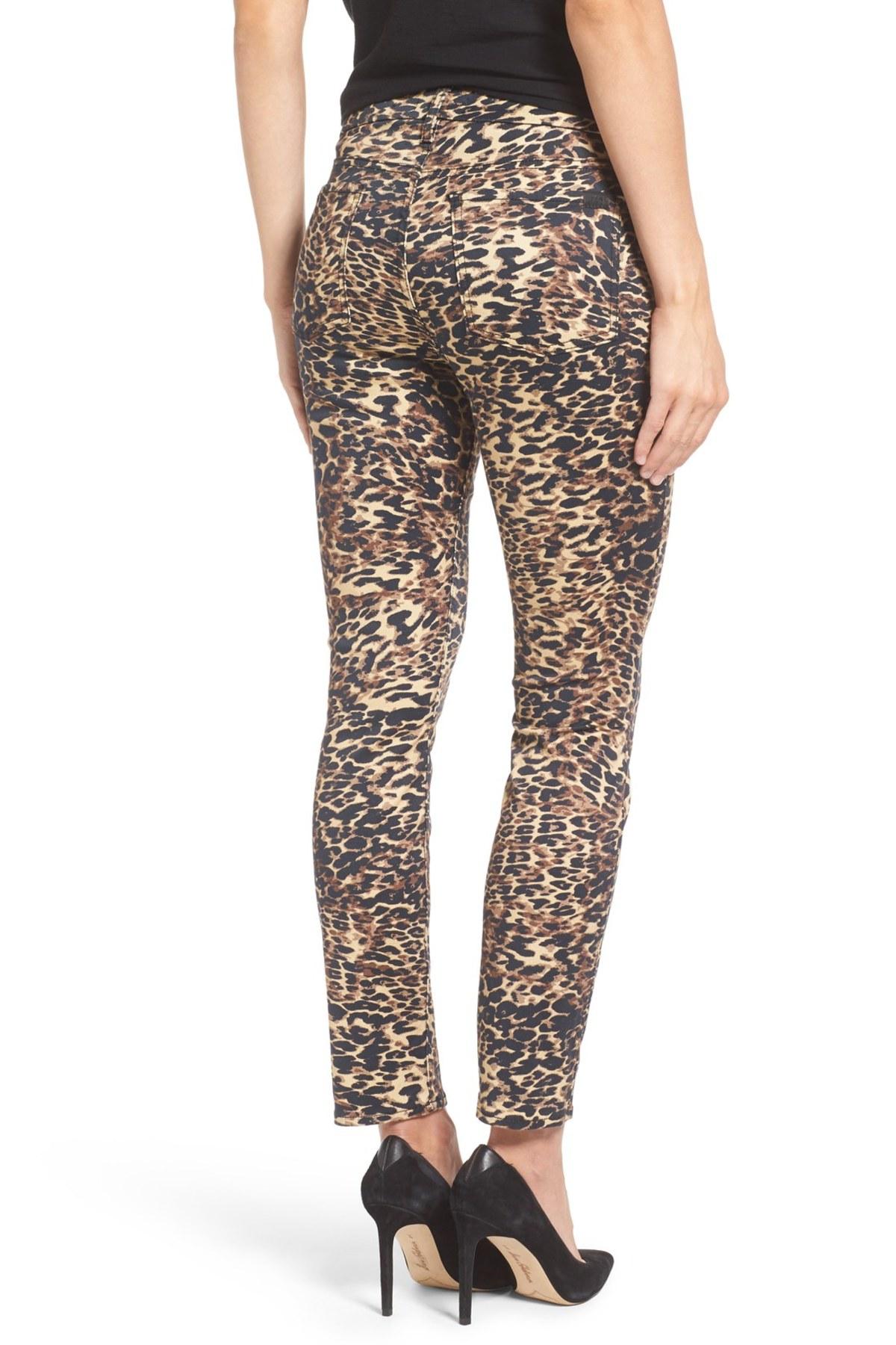 Lyst - Jen7 Leopard Print Stretch Ankle Skinny Jeans