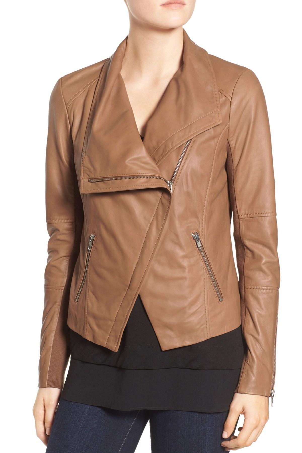 trouve drape front leather jacket