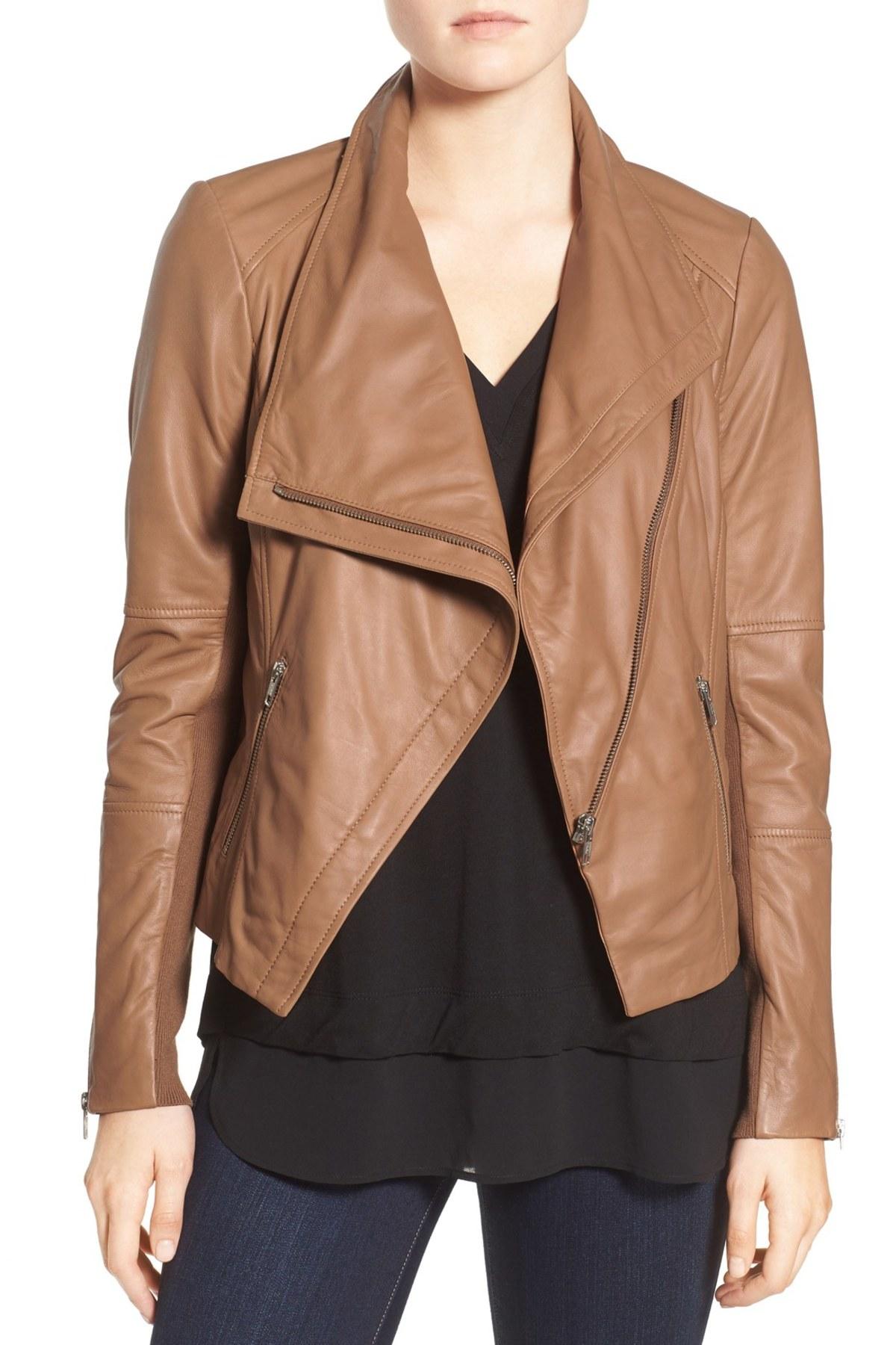 trouve drape front leather jacket