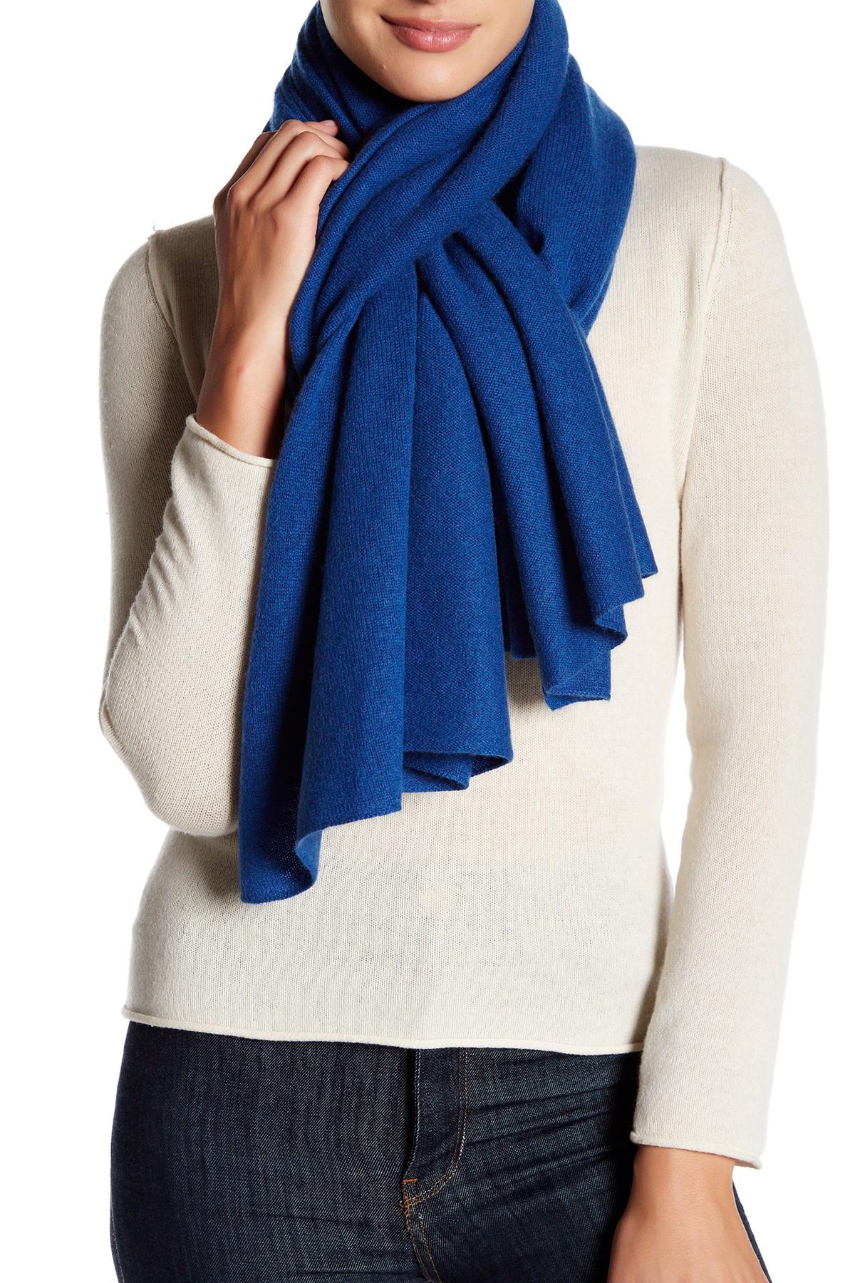 In cashmere Solid Cashmere Scarf in Blue | Lyst