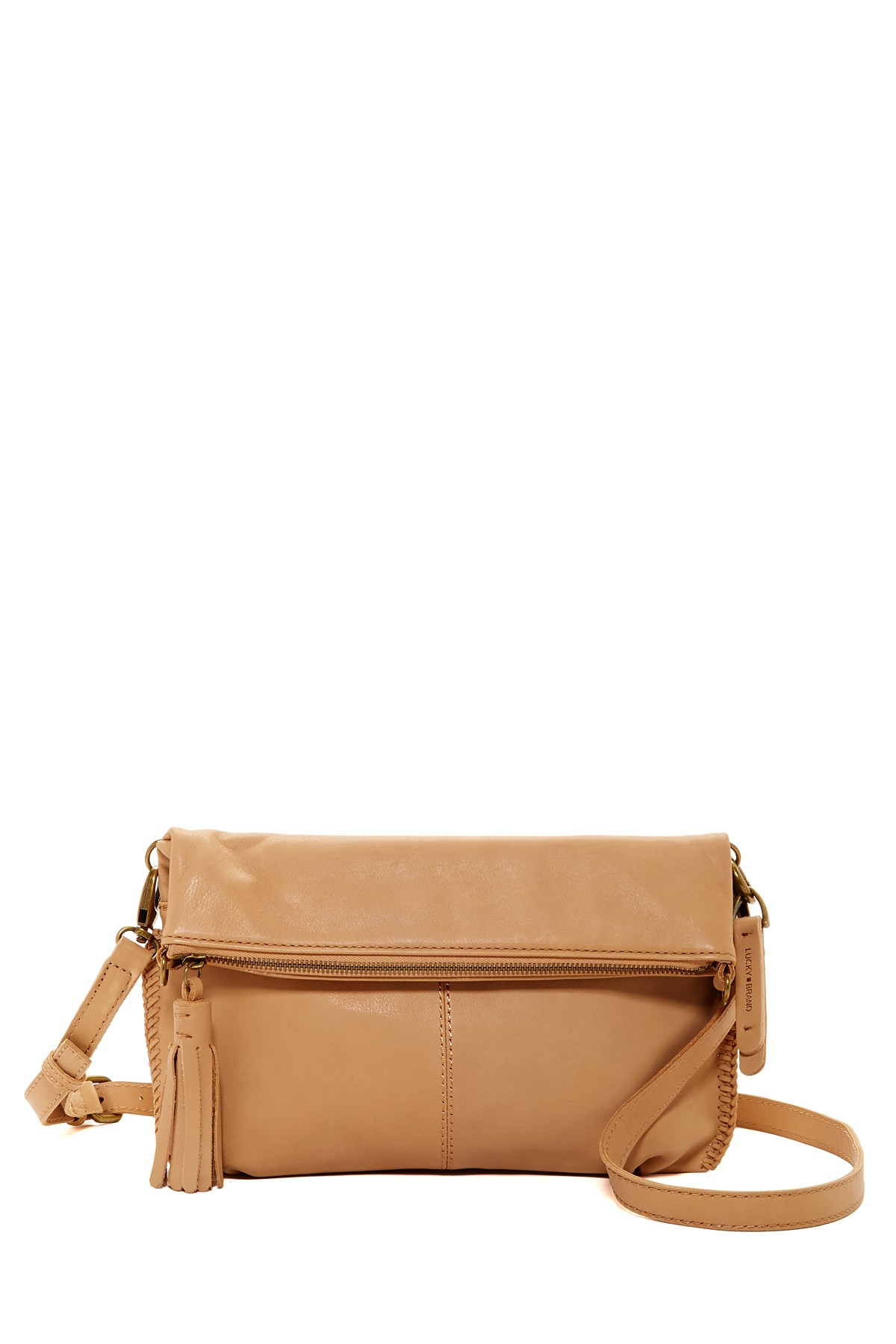 Foldover crossbody bag Easy, compact and practical—the perfect grab-and-go bag crafted in polished pebble leather. A detachable strap allows you to wear it three ways: on the shoulder, crossbody or carried as a clutch. Instantly change the look of your bag with an interchangeable strap.