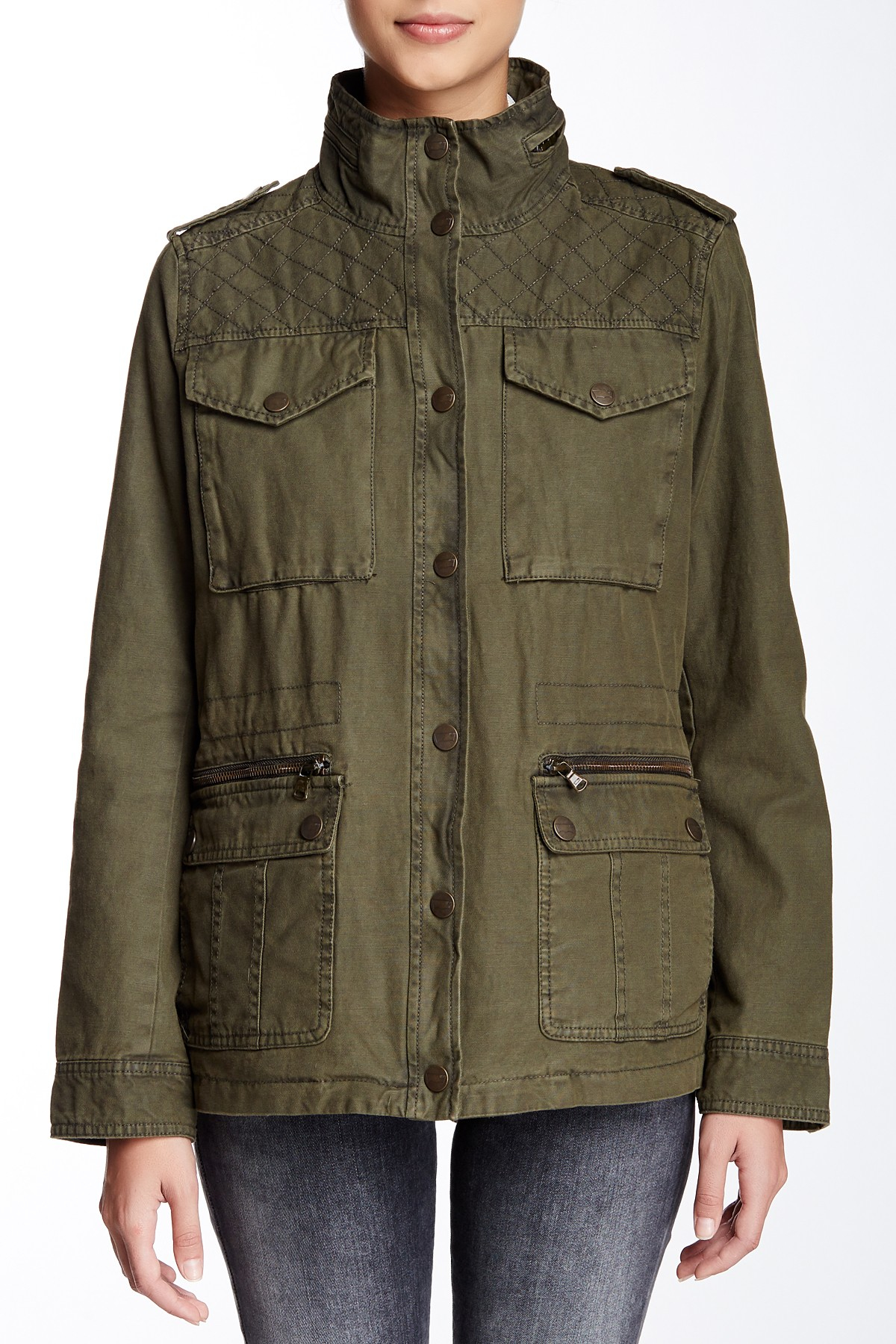 Levi's Quilted Yoke Military Jacket in Green Lyst