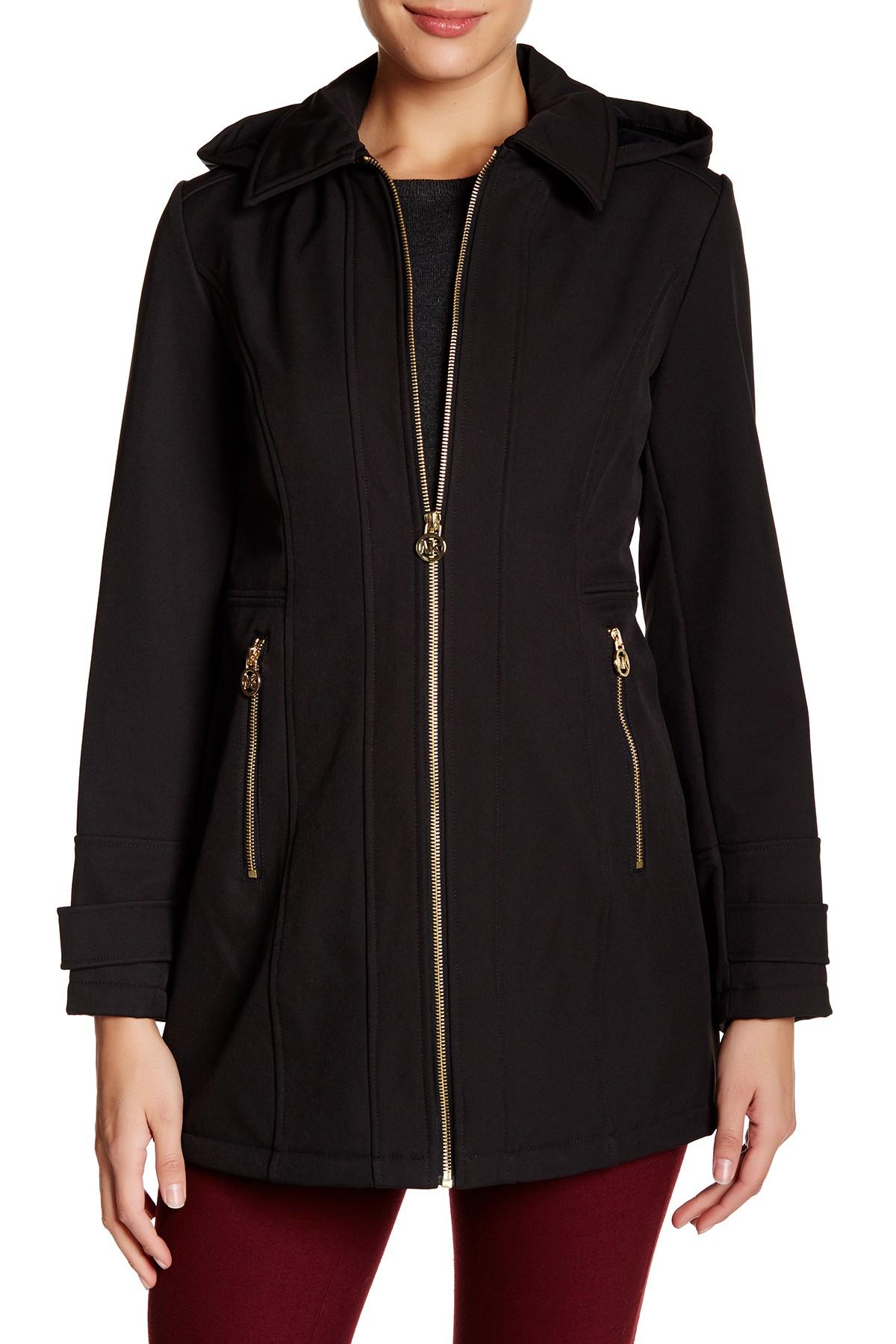 Michael Kors Missy Hooded Rain Coat in Black | Lyst