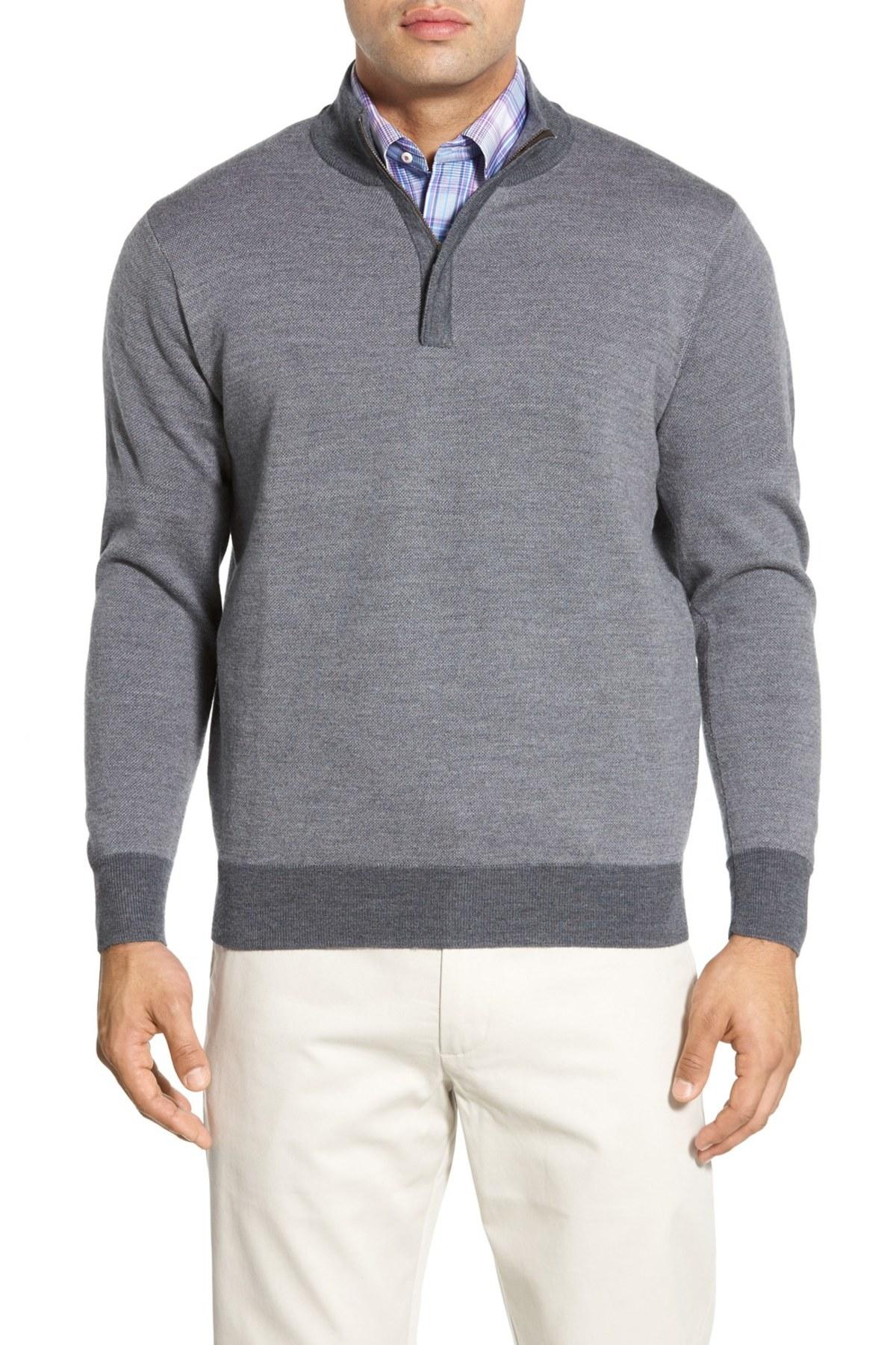 Peter millar Quarter Zip Merino Wool Sweater in Gray for Men | Lyst