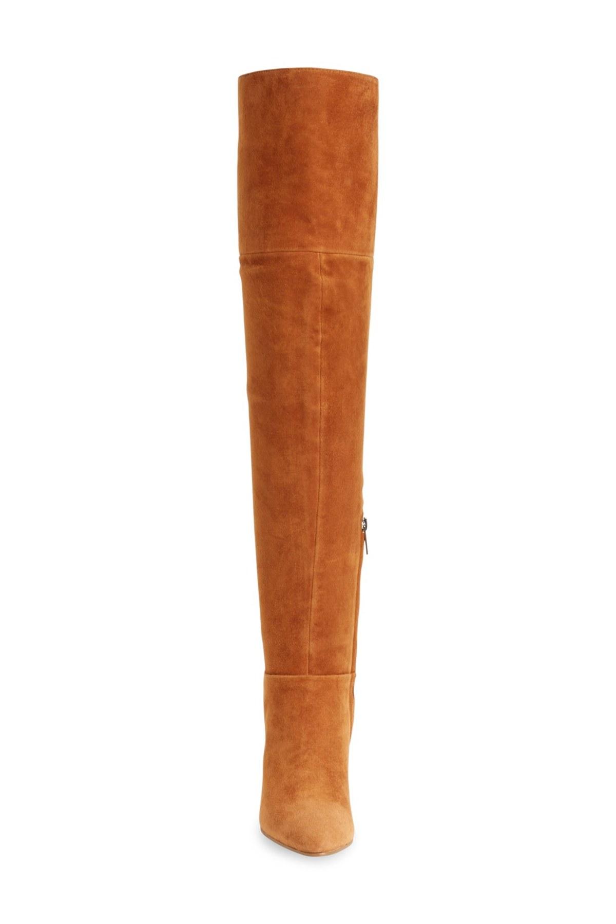 cognac suede over the knee boots