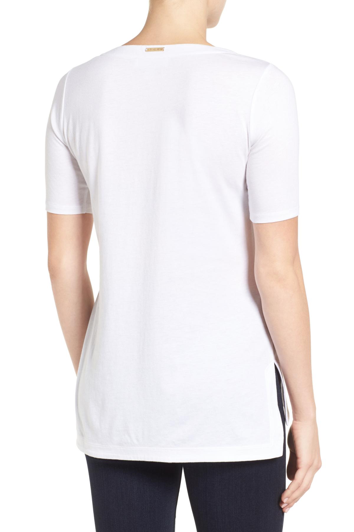 Lyst - Michael Michael Kors Lace-up Tee in White