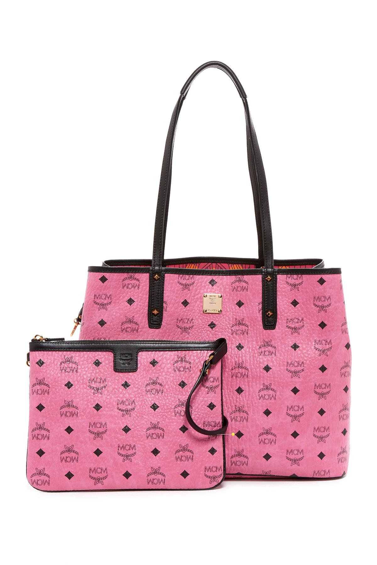 MCM Leather Medium Reversible Tote & Small Purse Set in Pink - Lyst