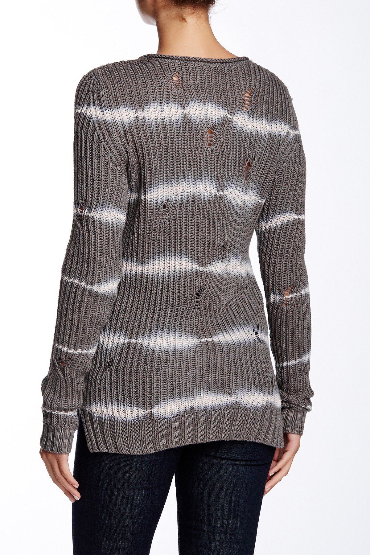 Autumn Cashmere Tie-dye Torn Stockinette Stitch Sweater in Gray - Lyst