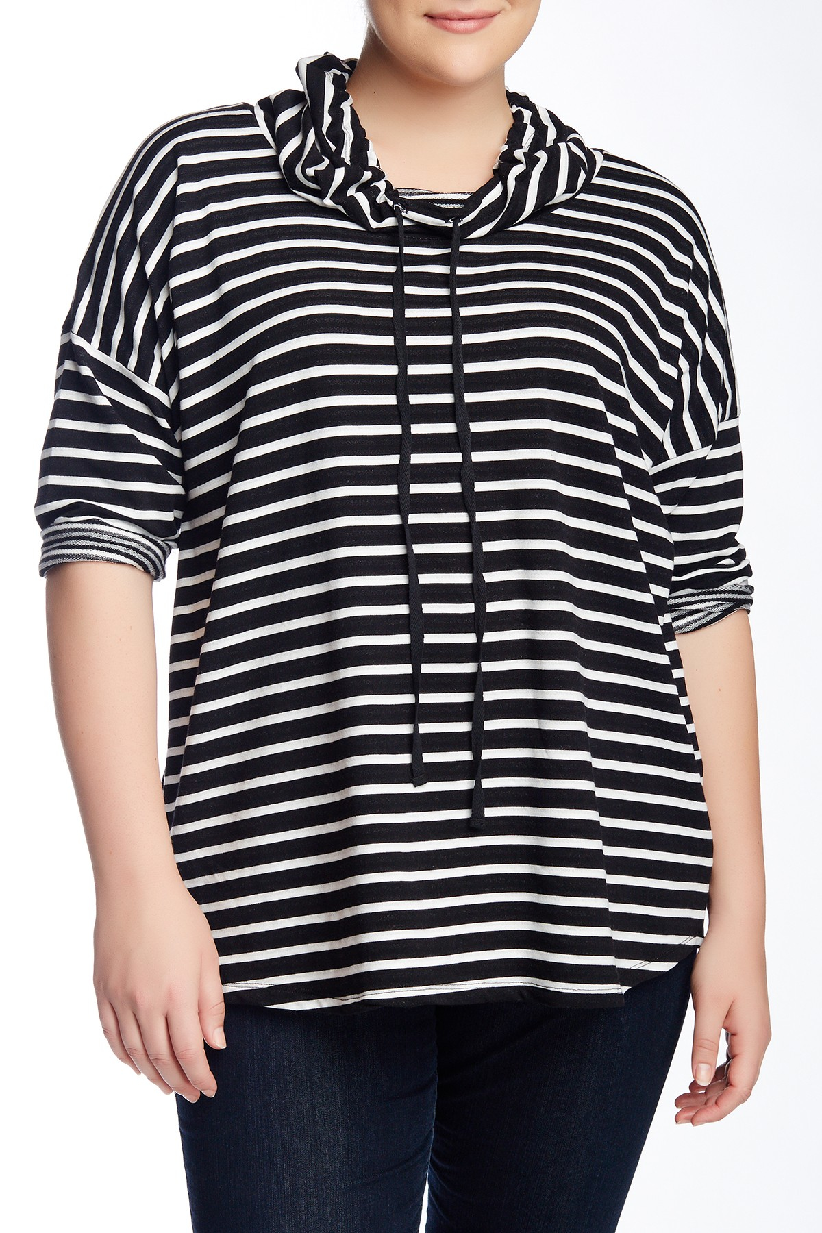Cable & Gauge Striped French Terry Knit Pullover (plus Size) in Blue Lyst