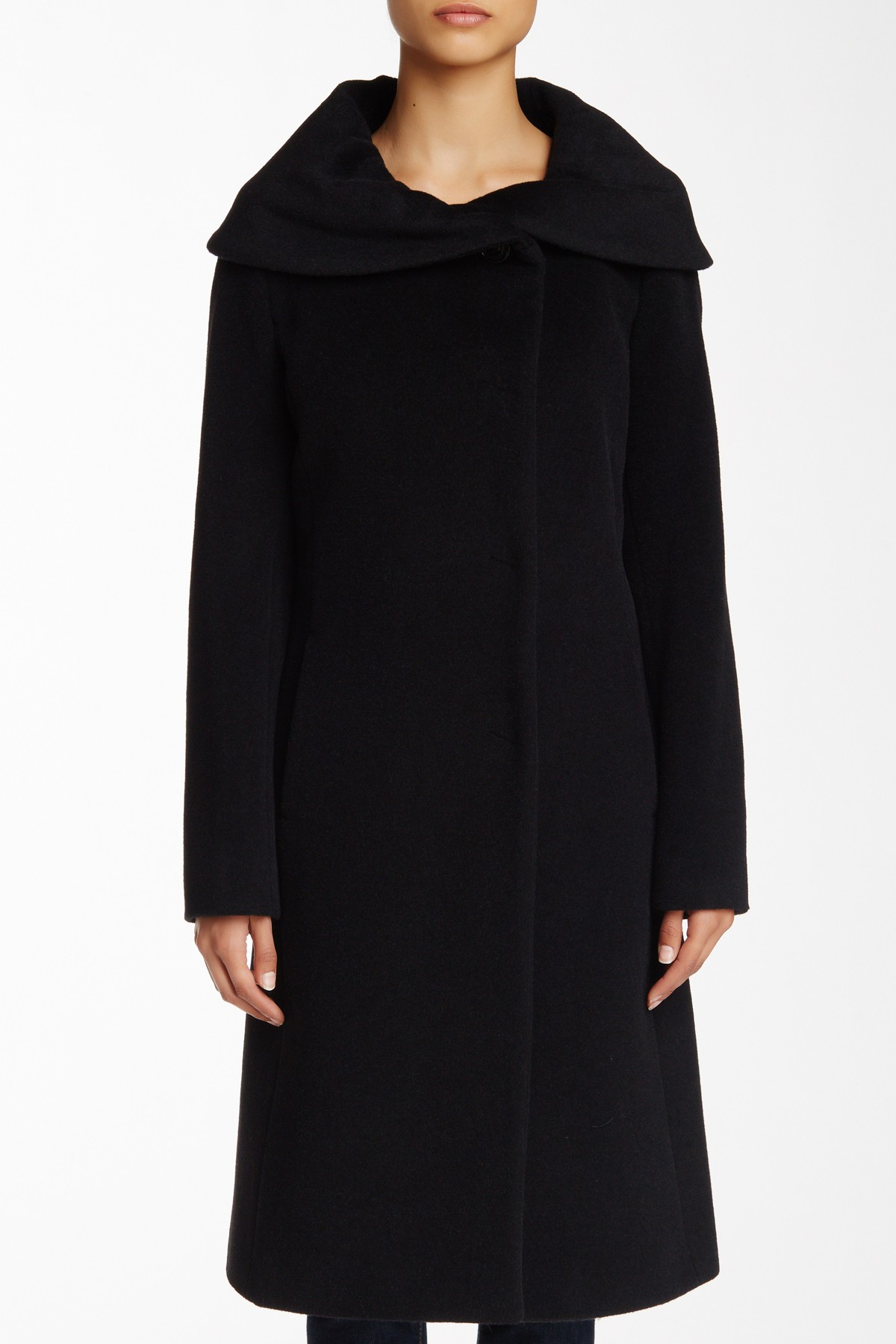 Lyst Cinzia Rocca Alpaca Blend Shawl Collar Coat in Black