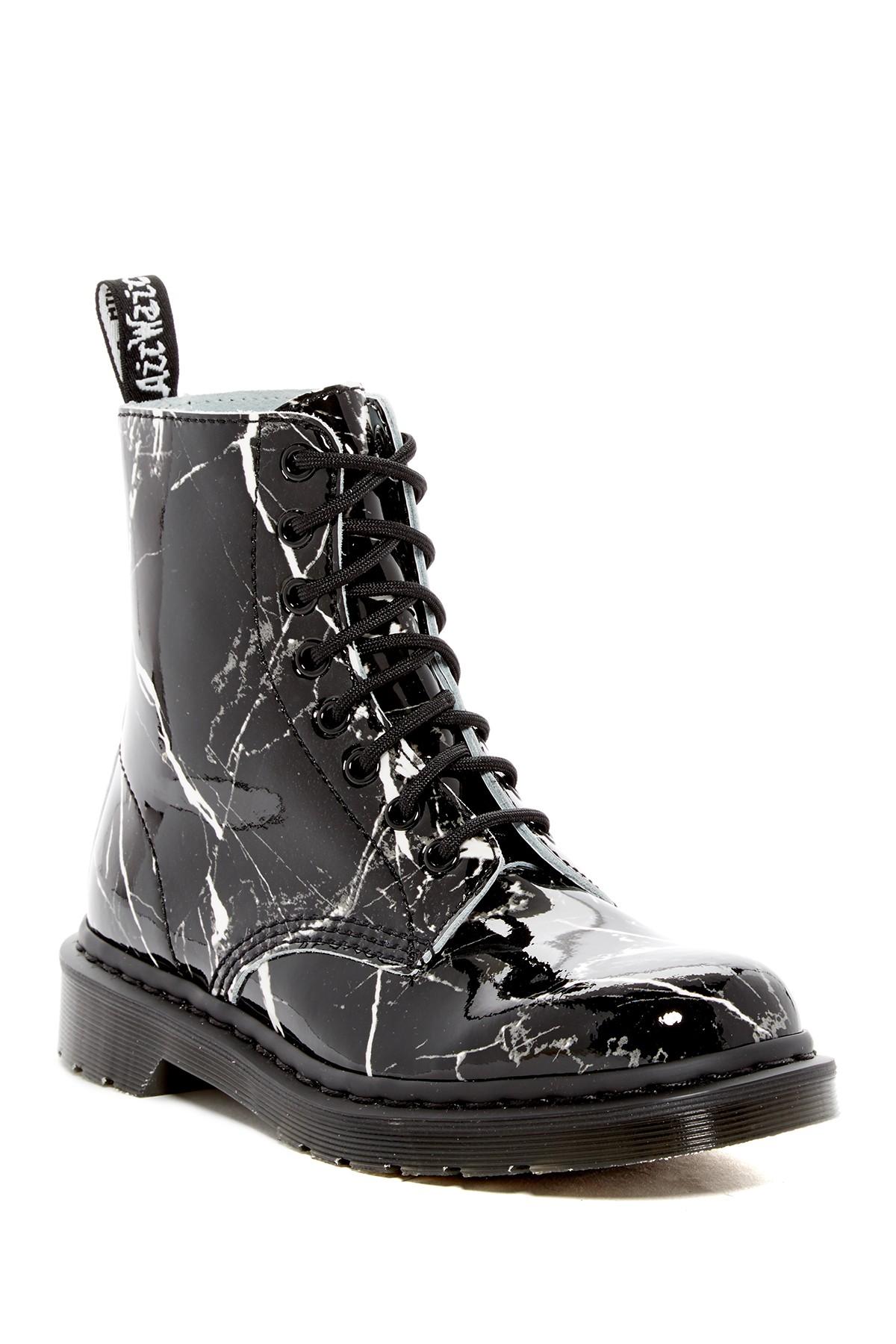 Dr. Martens Leather Pascal Patent Marble Print Boot in Graphite (Black) |  Lyst