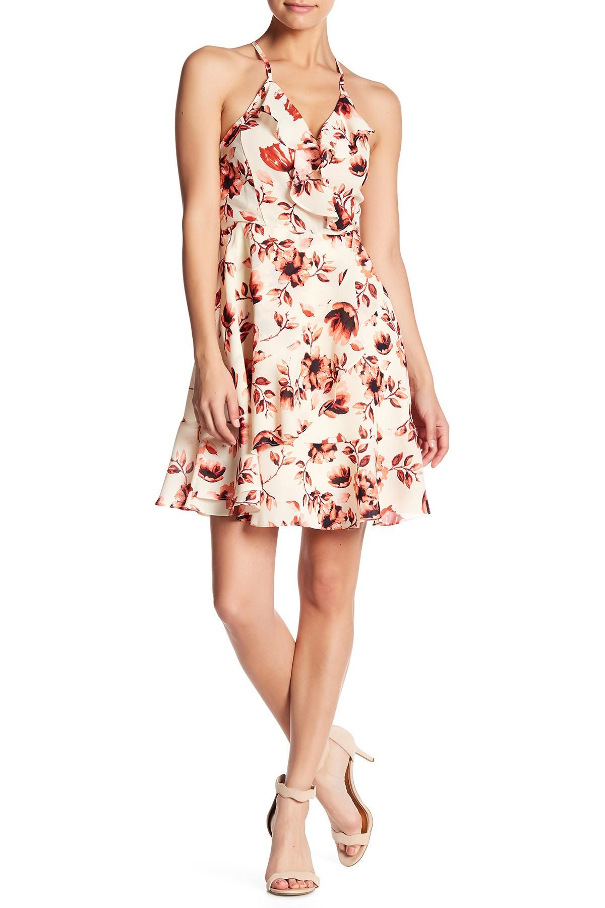 Lyst - Romeo and juliet couture Floral Print Ruffle Dress in Pink