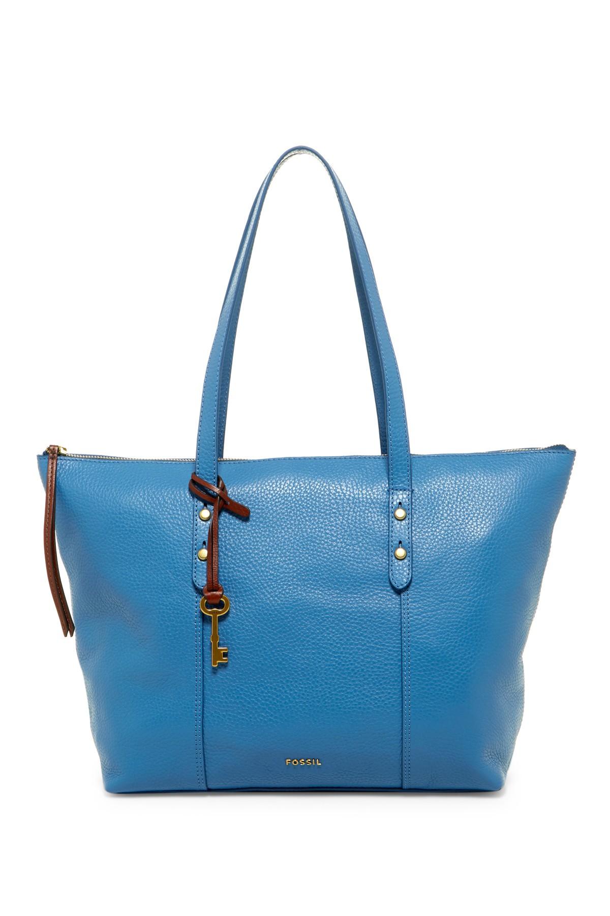 Fossil Jenna Leather Tote in Blue | Lyst