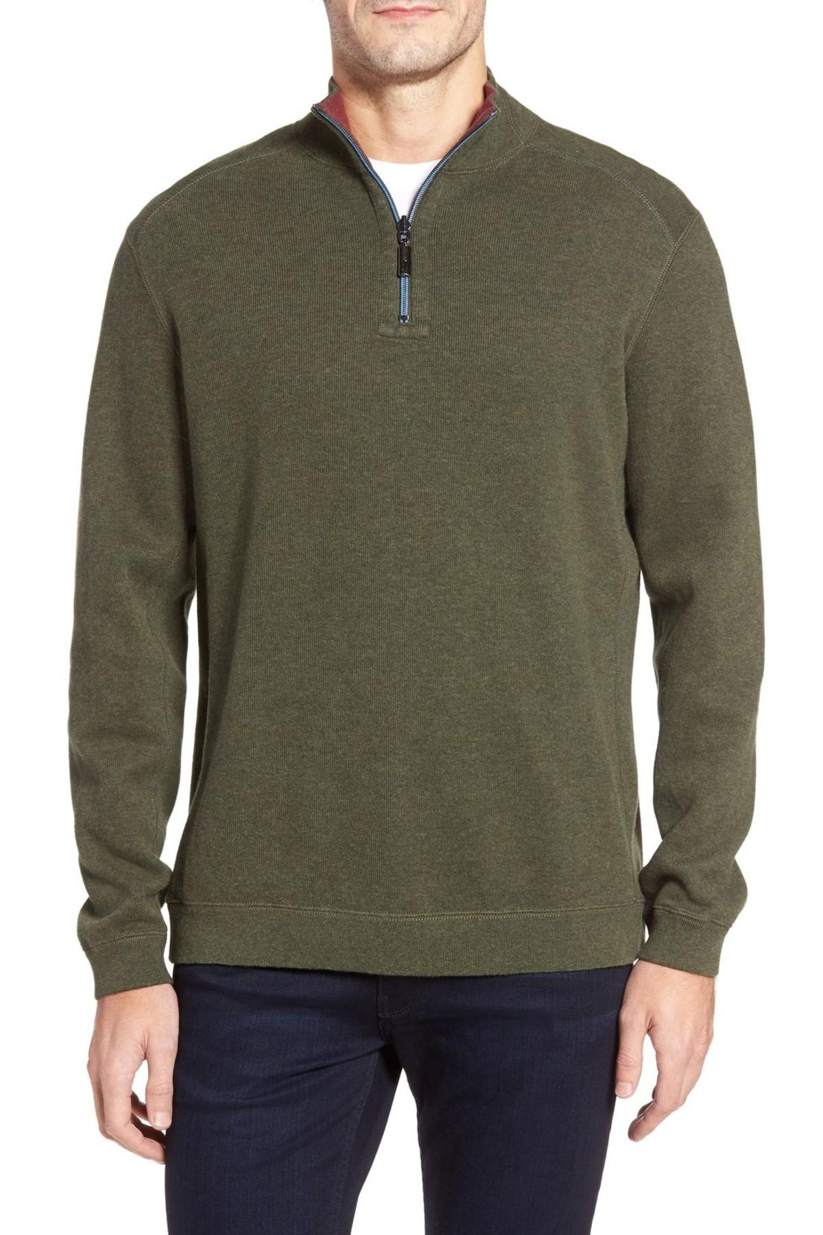 Tommy bahama Flip Side Reversible Quarter Zip Twill Pullover in Green ...