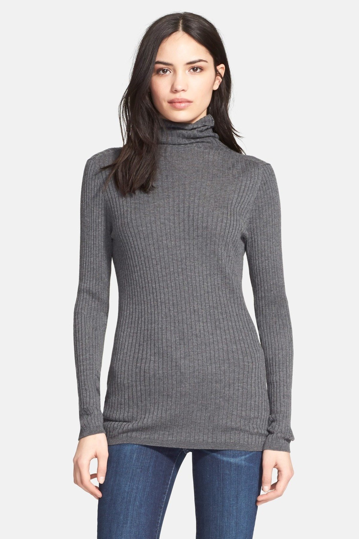 Vince Skinny Rib Turtleneck in Gray (CHARCOAL) Save 60 Lyst