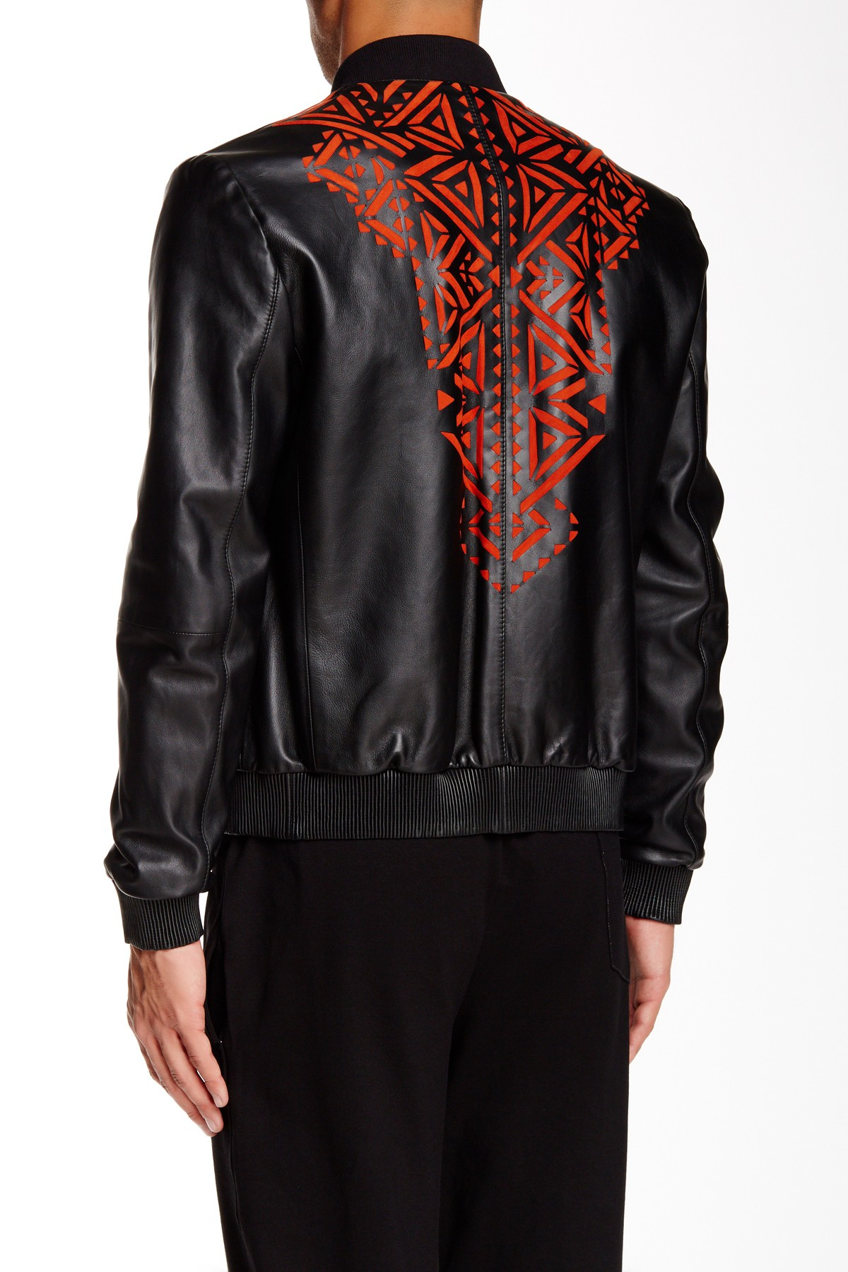 Versace Laser Cut Genuine Leather Jacket in Black for Men | Lyst